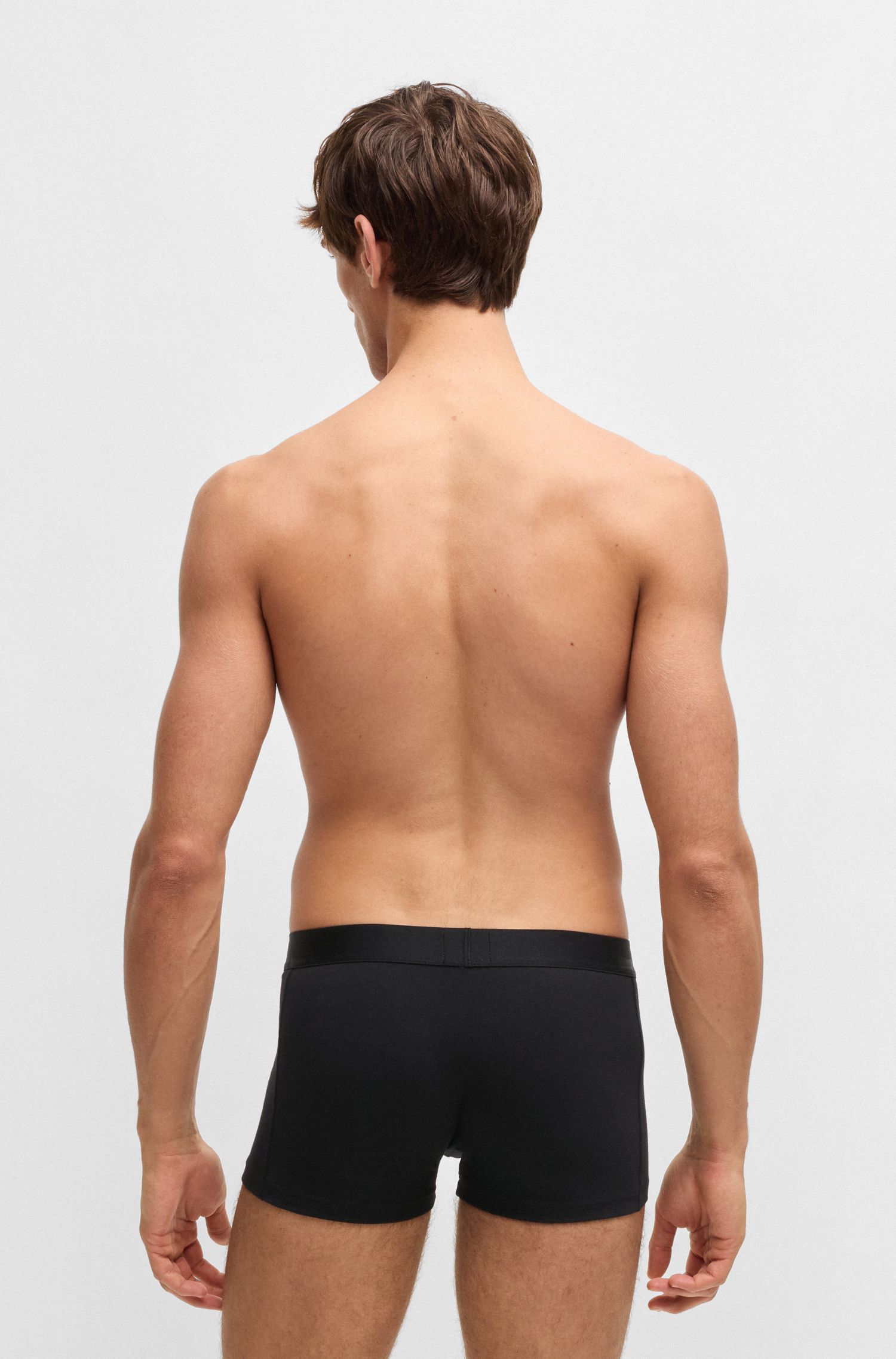 【BOSS博斯】徽标装饰裤腰弹力棉质经典款平角内裤三条装