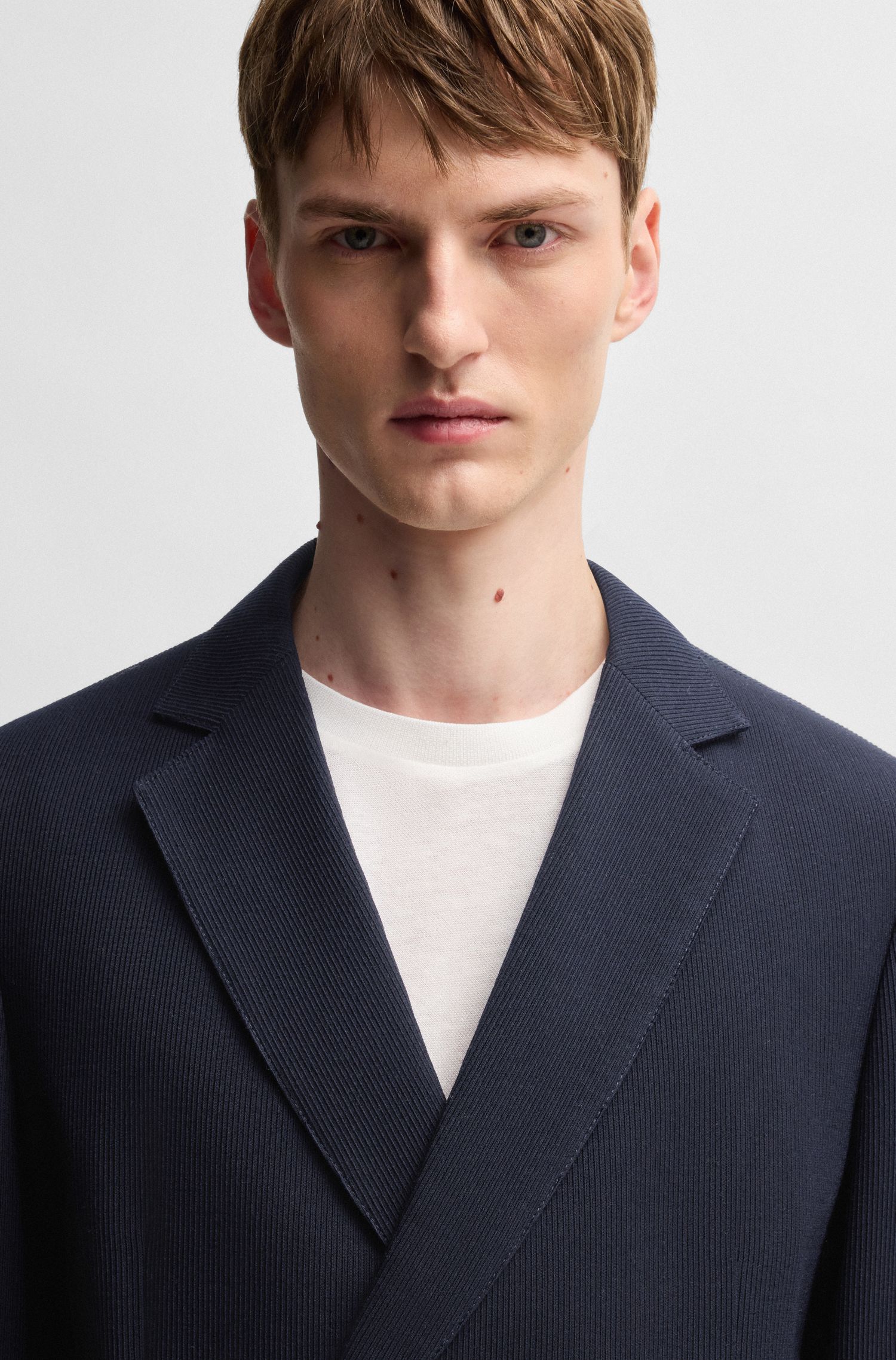 【BOSS博斯】微型图案羊毛混纺修身西装套装