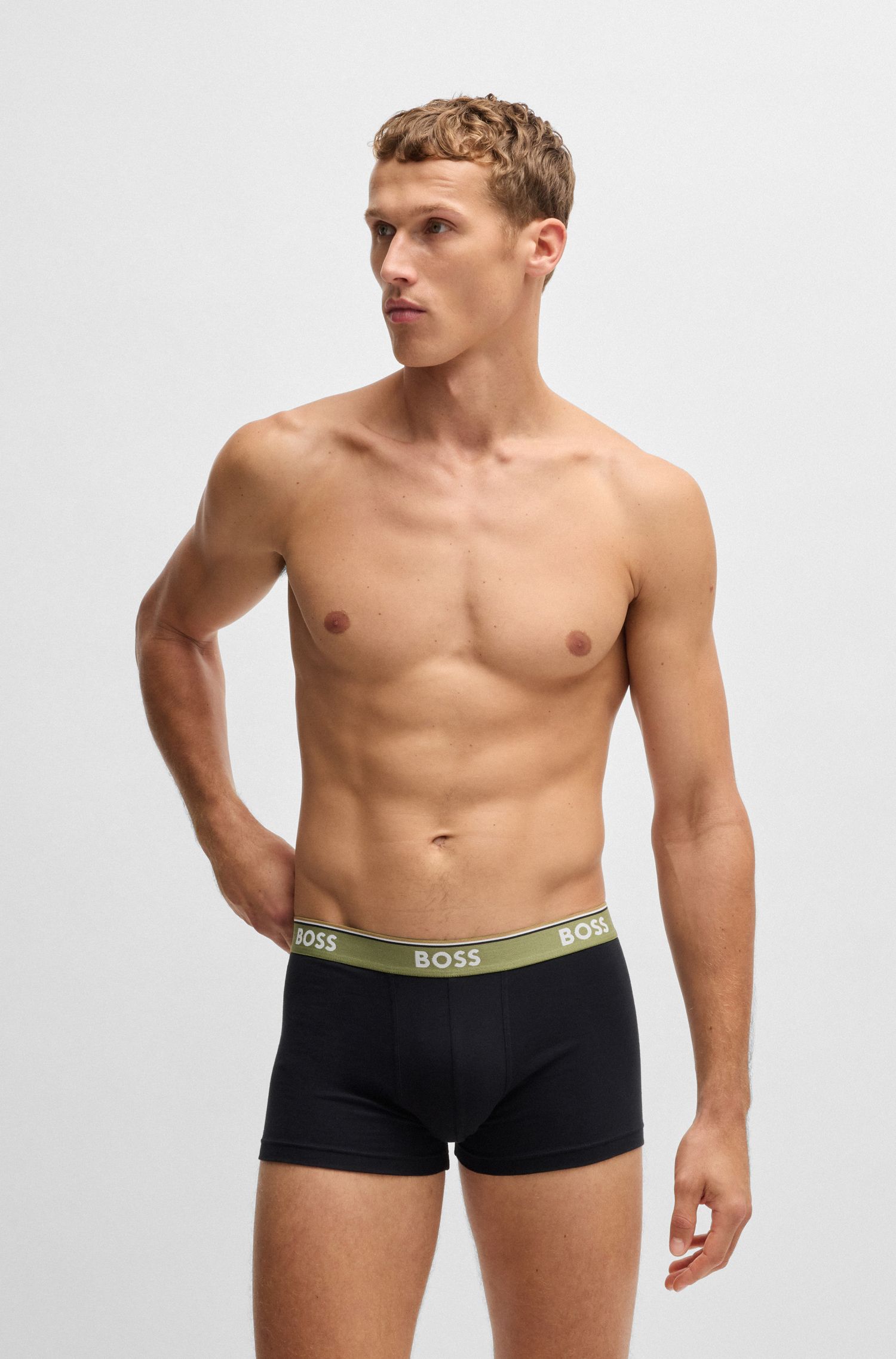 【BOSS博斯】徽标装饰经典款平角内裤三条装