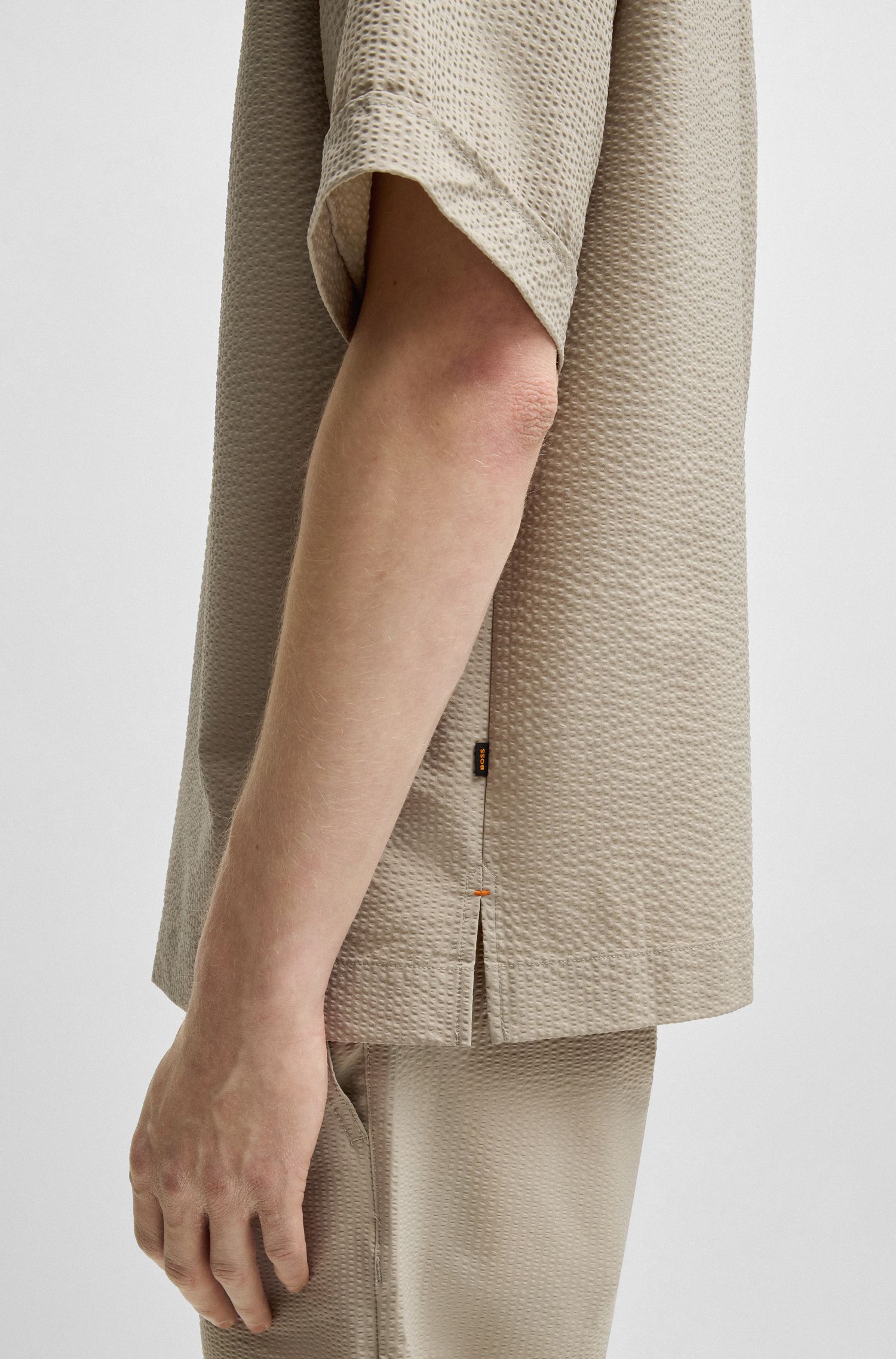 【BOSS博斯】弹力泡泡纱宽松版型衬衫