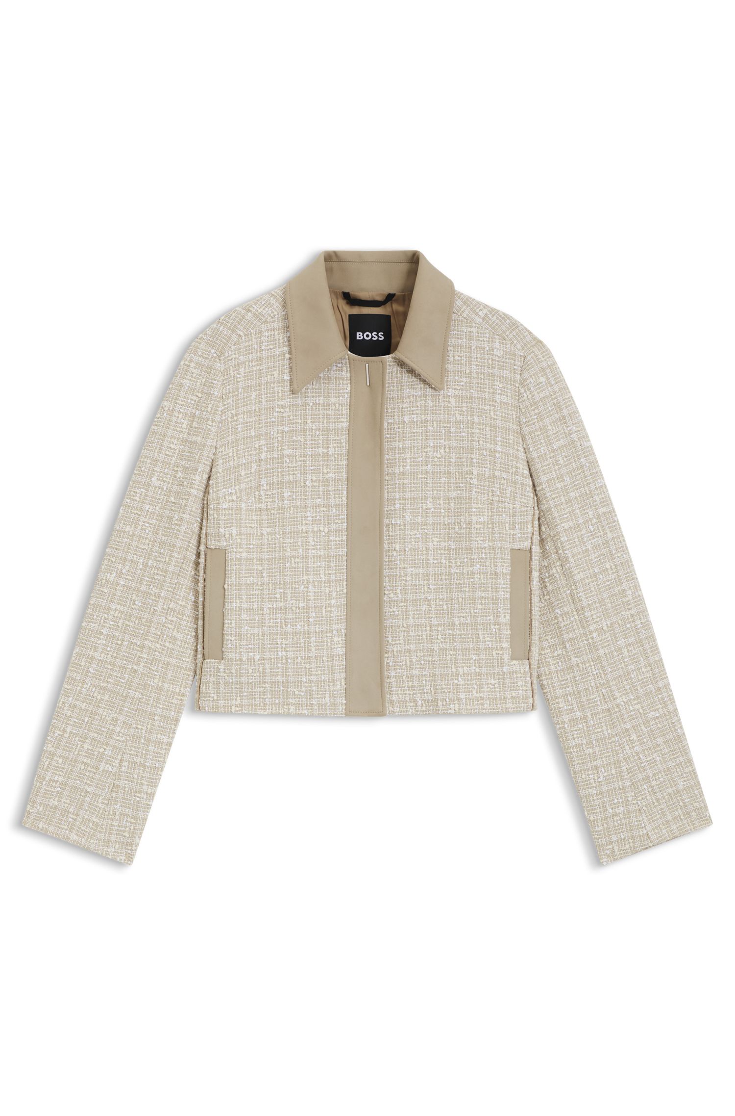 【BOSS博斯】常规版型棉质混纺粗花呢西装外套