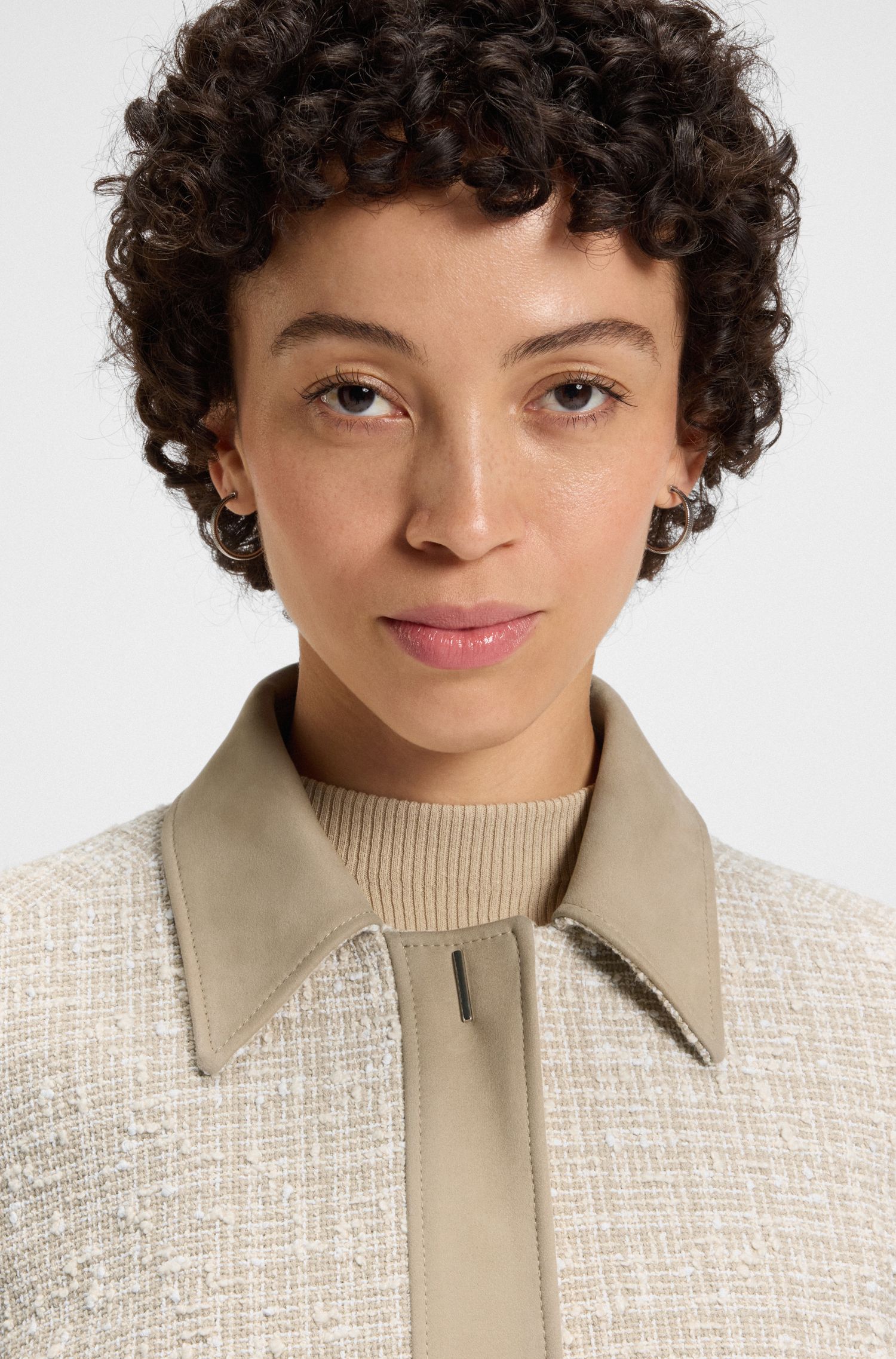 【BOSS博斯】常规版型棉质混纺粗花呢西装外套