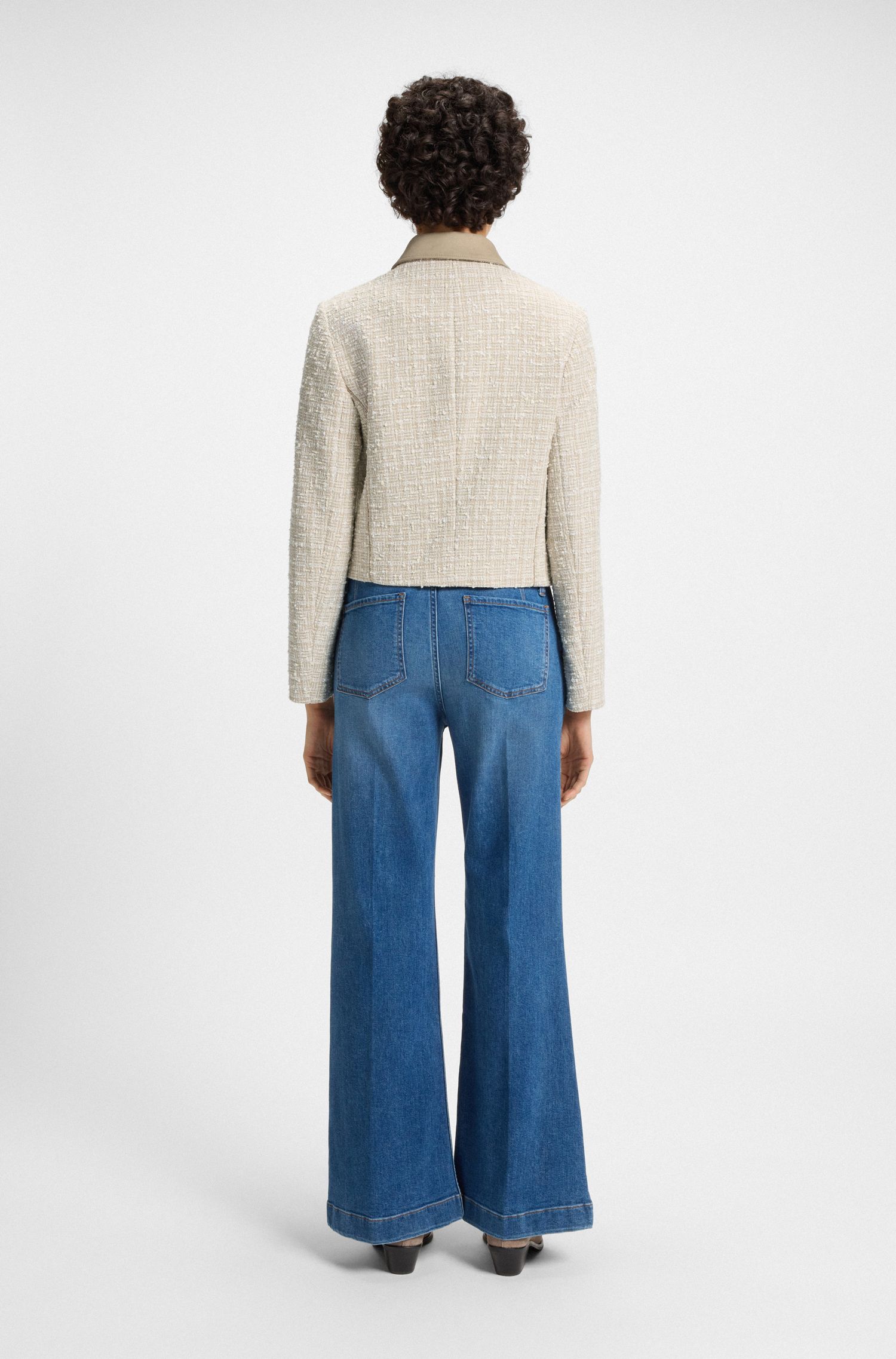 【BOSS博斯】常规版型棉质混纺粗花呢西装外套