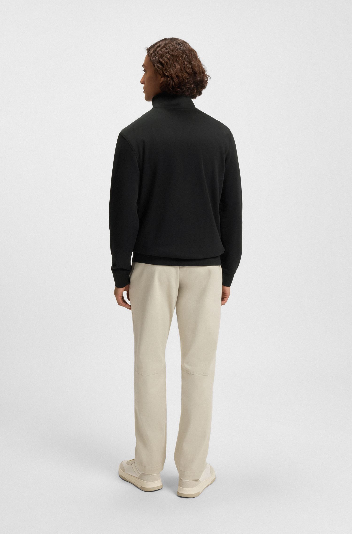 【BOSS博斯】棉质毛巾布拉链领卫衣