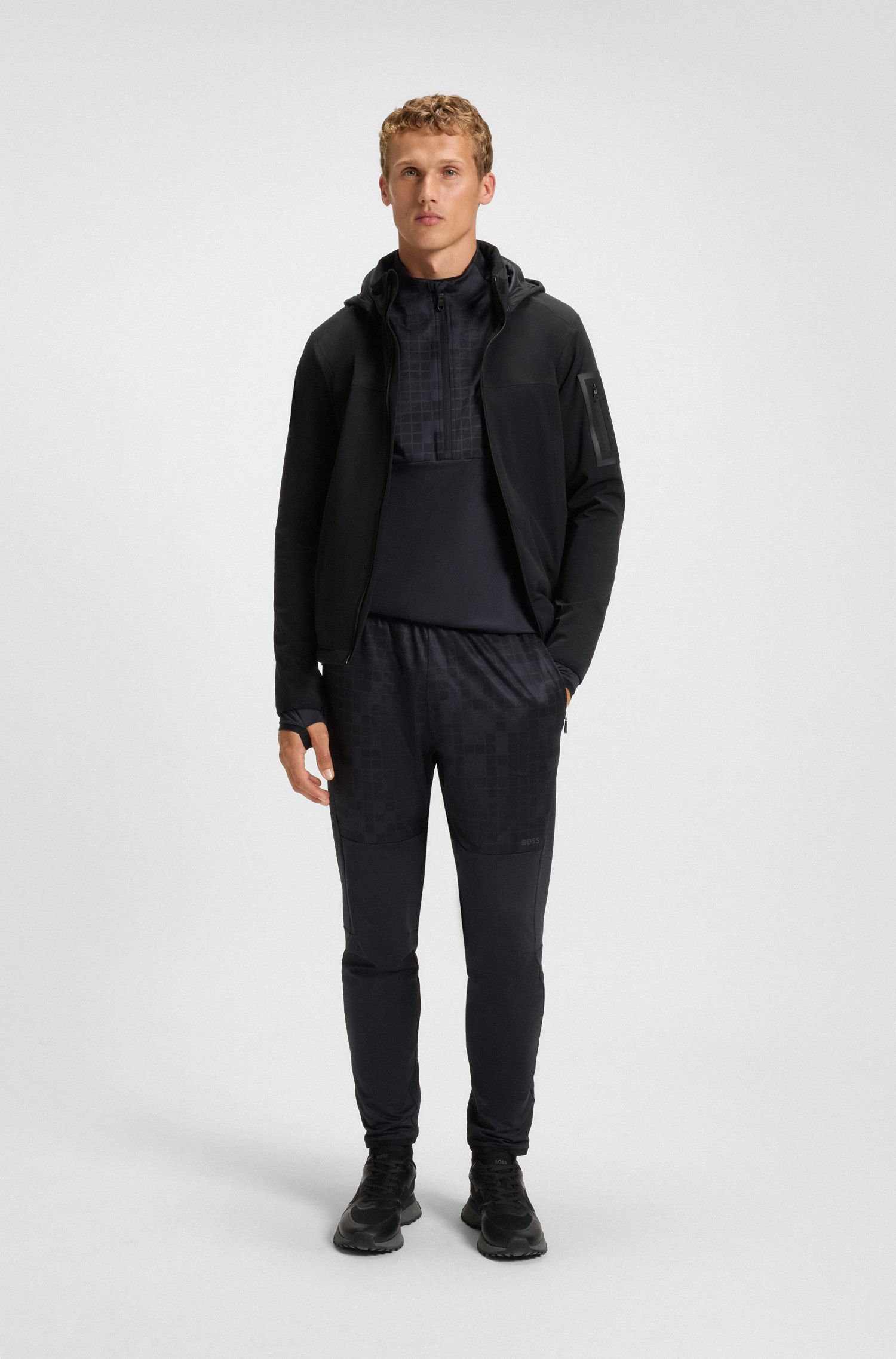 【BOSS博斯】可拆卸连帽软壳夹克