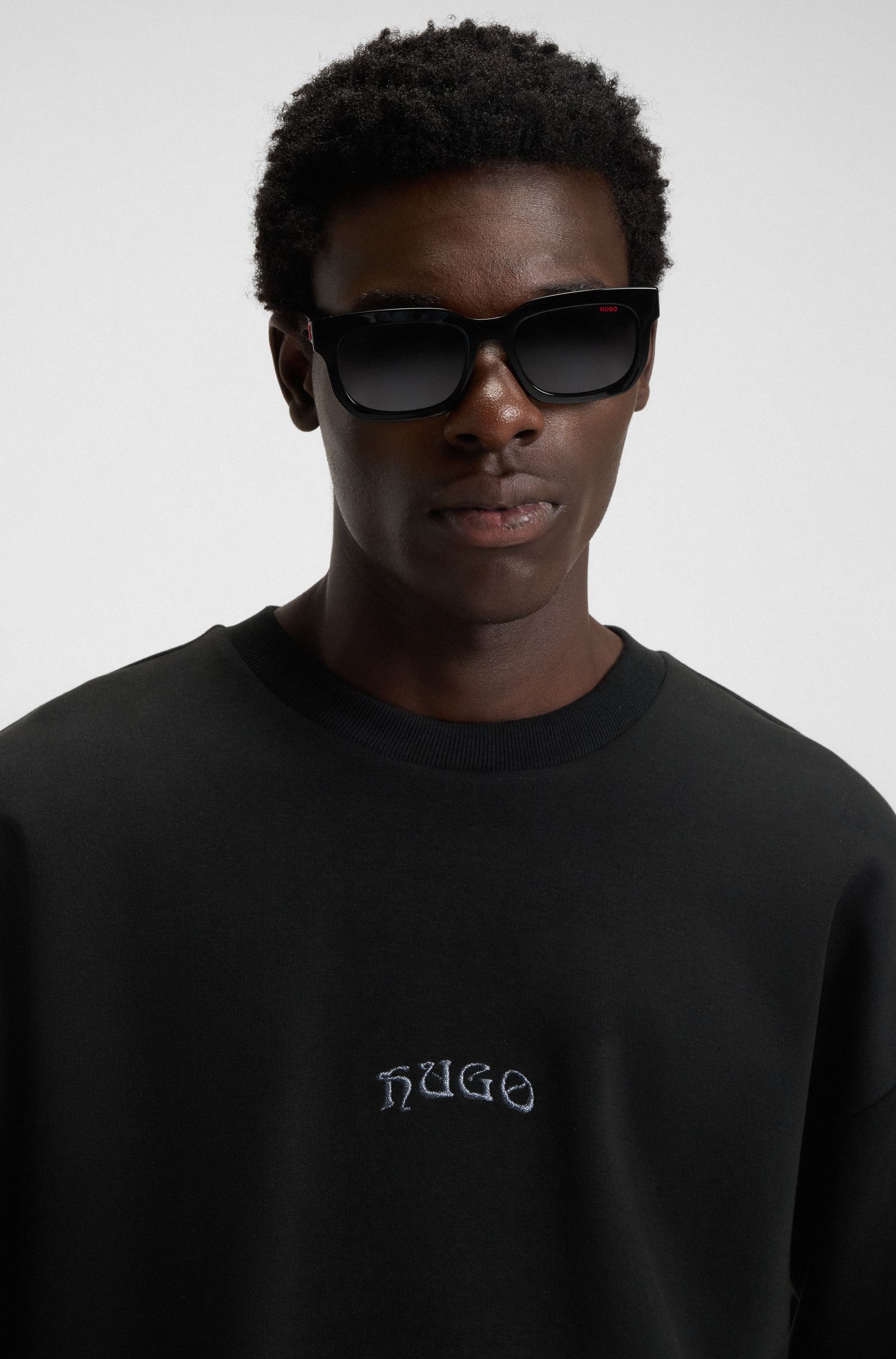 【HUGO雨果】刺绣徽标棉质混纺运动衫