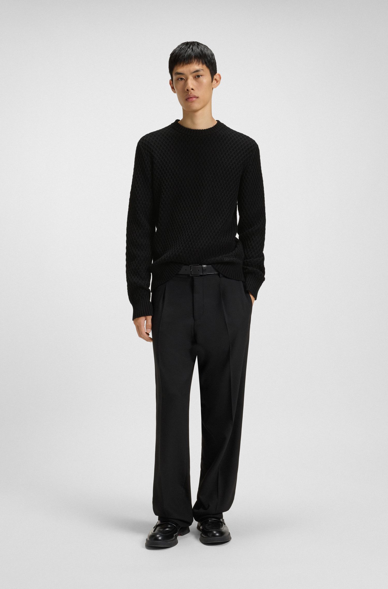 【HUGO雨果】立体针织结构棉质毛衣