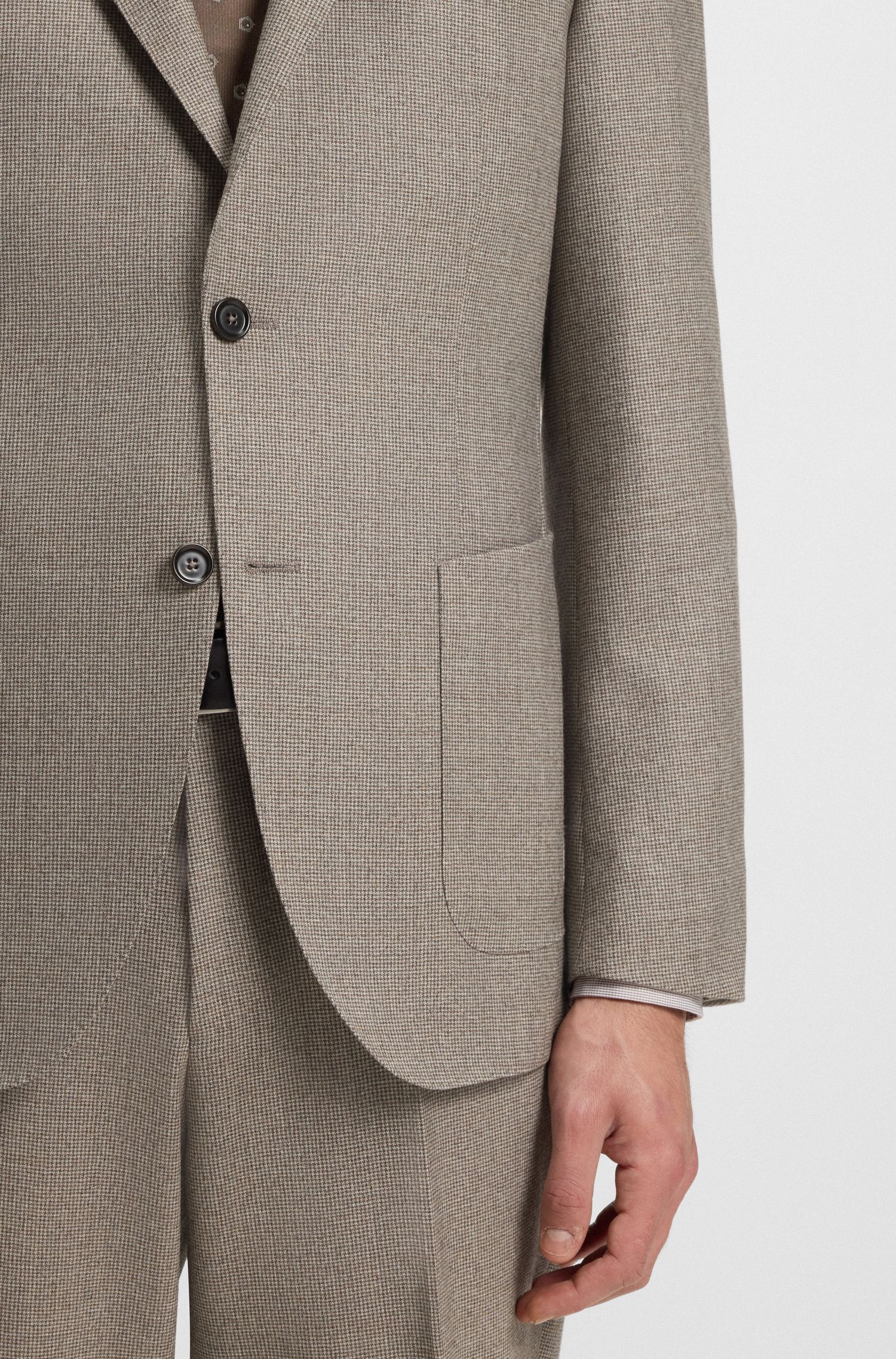 【BOSS博斯】微图案装饰羊毛修身西装外套