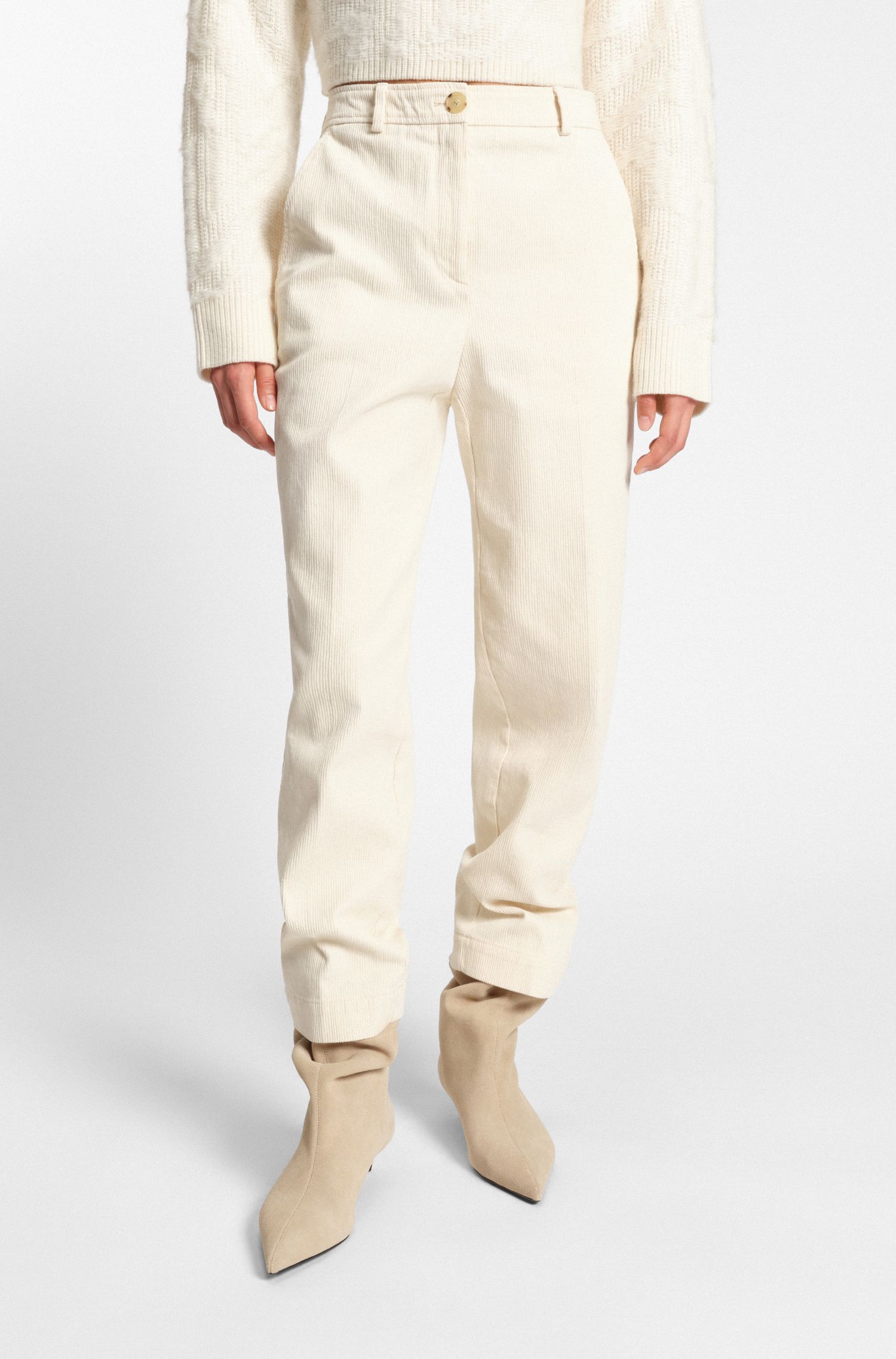 【BOSS博斯】棉质混纺灯芯绒常规版型长裤