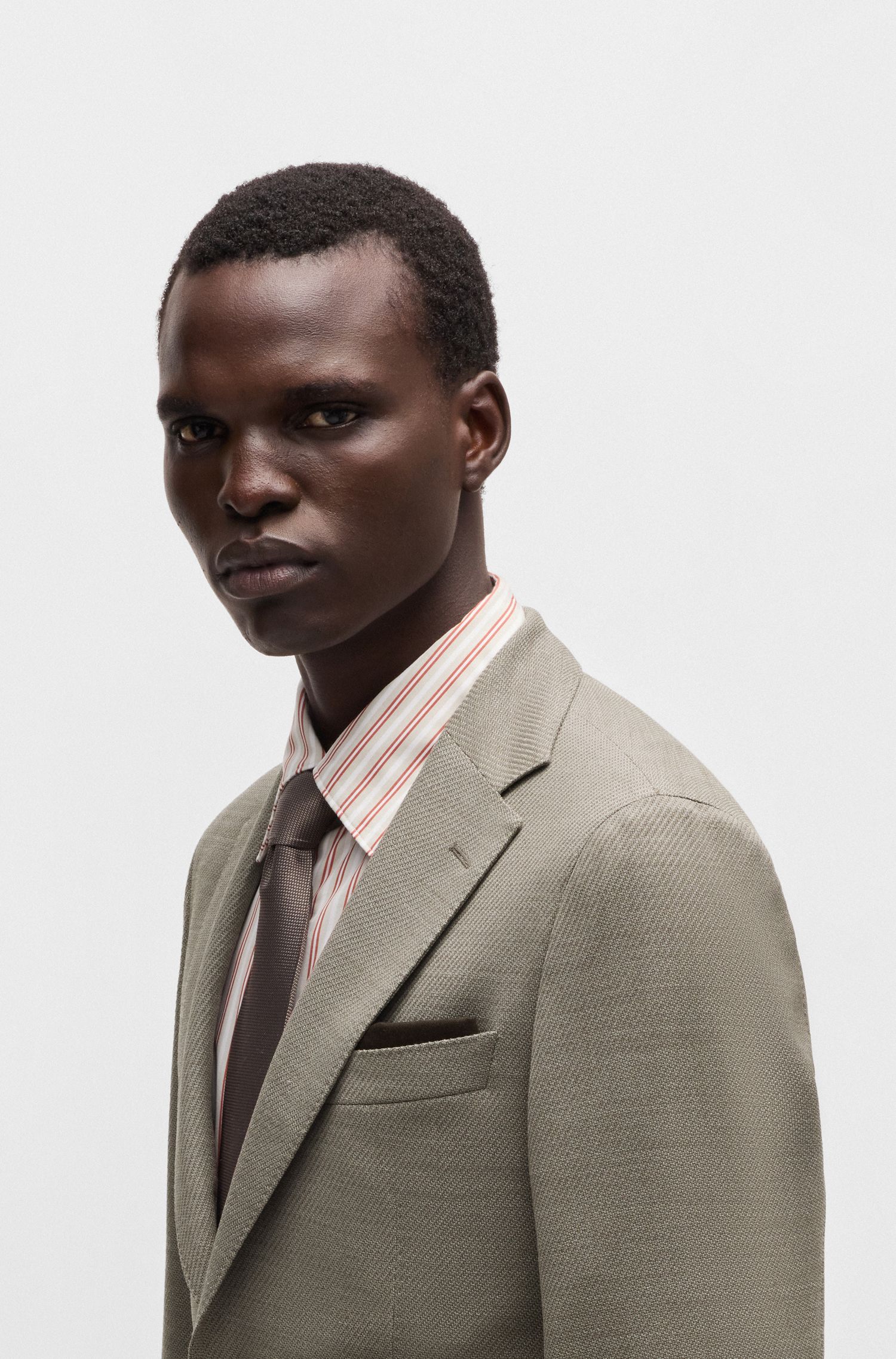 【BOSS博斯】弹力羊毛混纺修身轻薄运动夹克衫