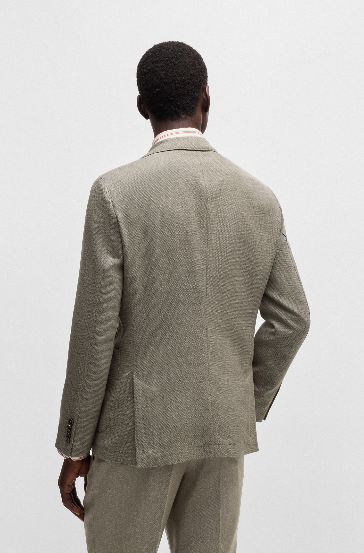 【BOSS博斯】弹力羊毛混纺修身轻薄运动夹克衫