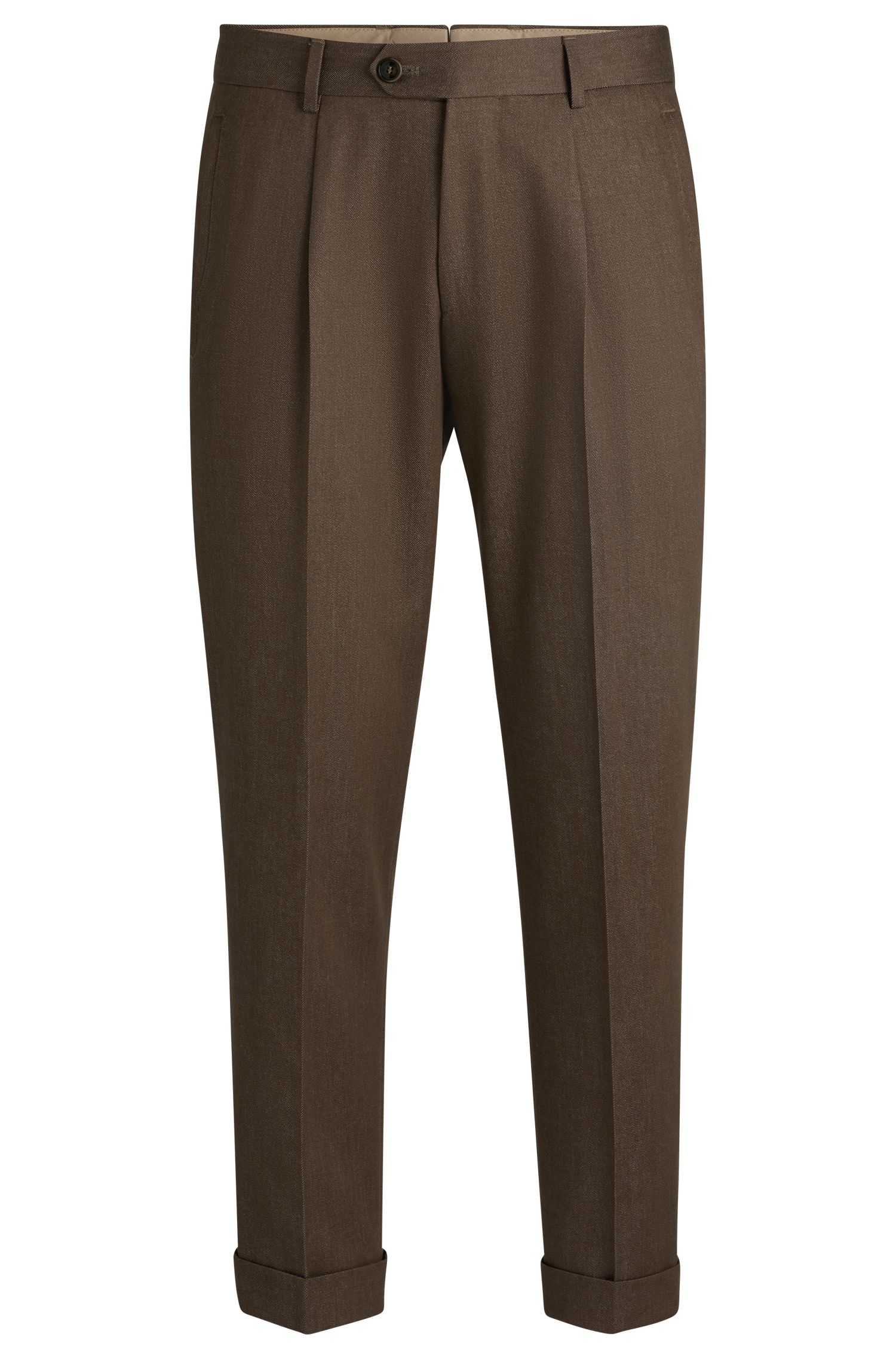 【BOSS博斯】纹理羊毛宽松版长裤