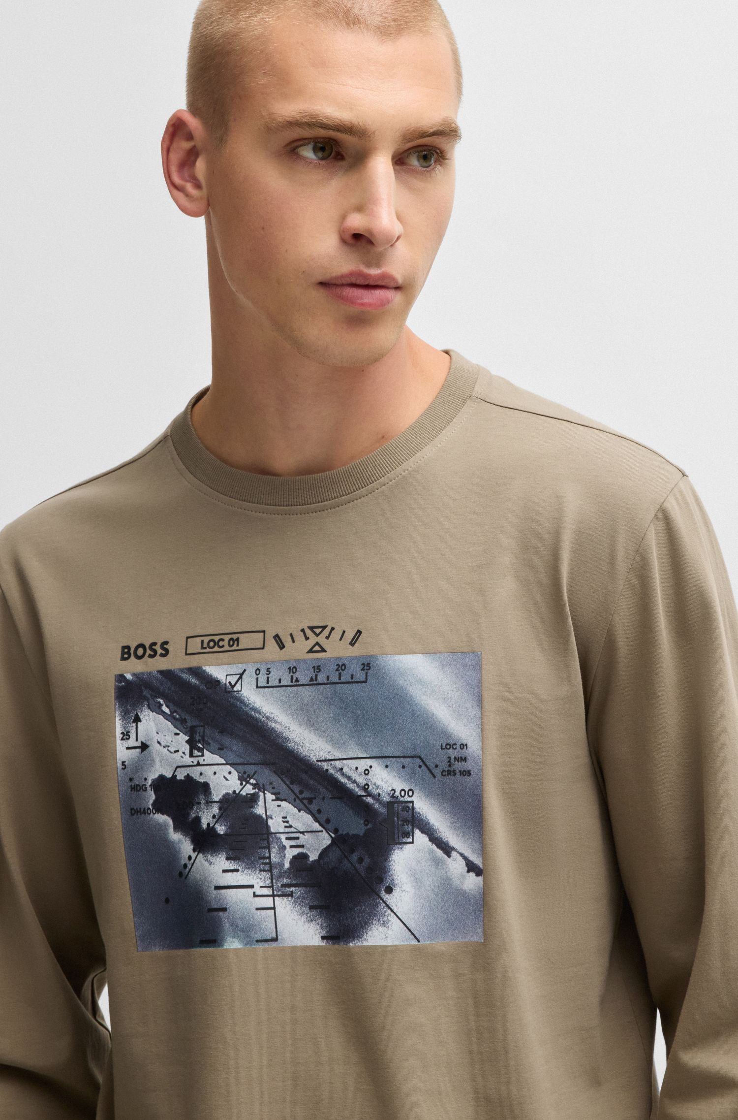 【BOSS博斯】新季艺术图案弹力棉质 T 恤