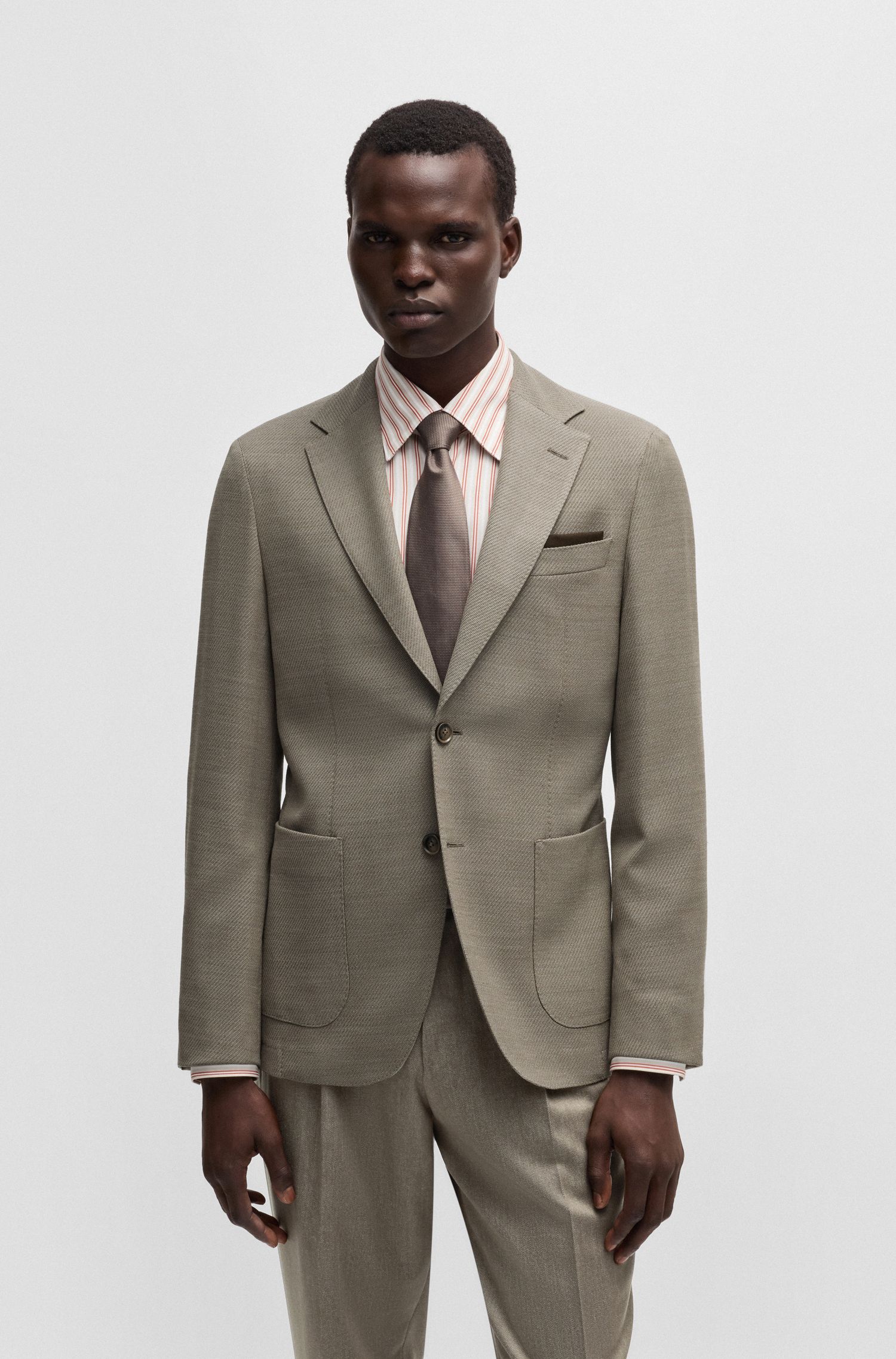 【BOSS博斯】弹力羊毛混纺修身轻薄运动夹克衫