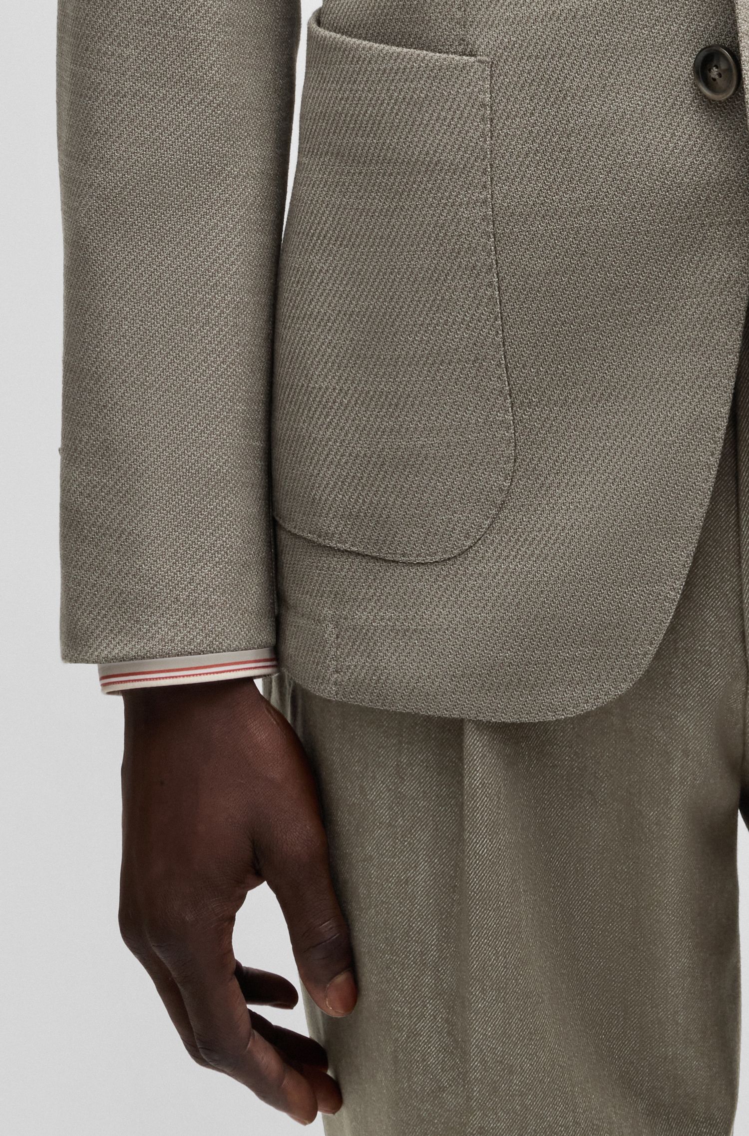 【BOSS博斯】弹力羊毛混纺修身轻薄运动夹克衫