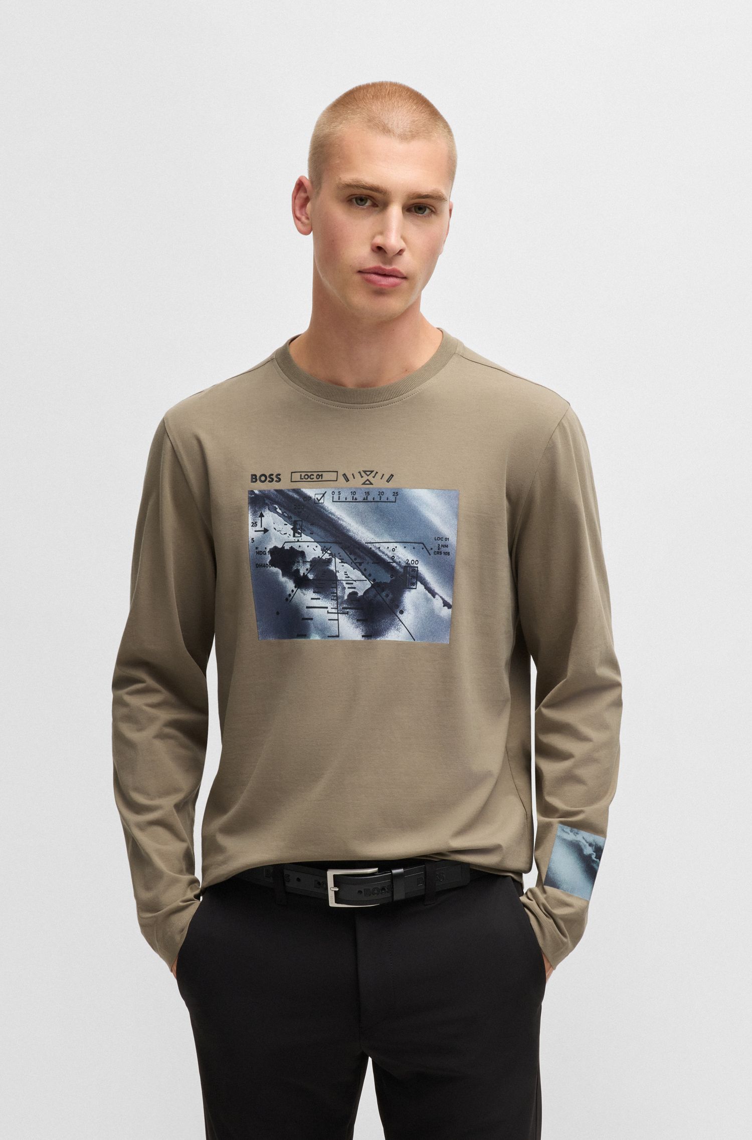 【BOSS博斯】新季艺术图案弹力棉质 T 恤