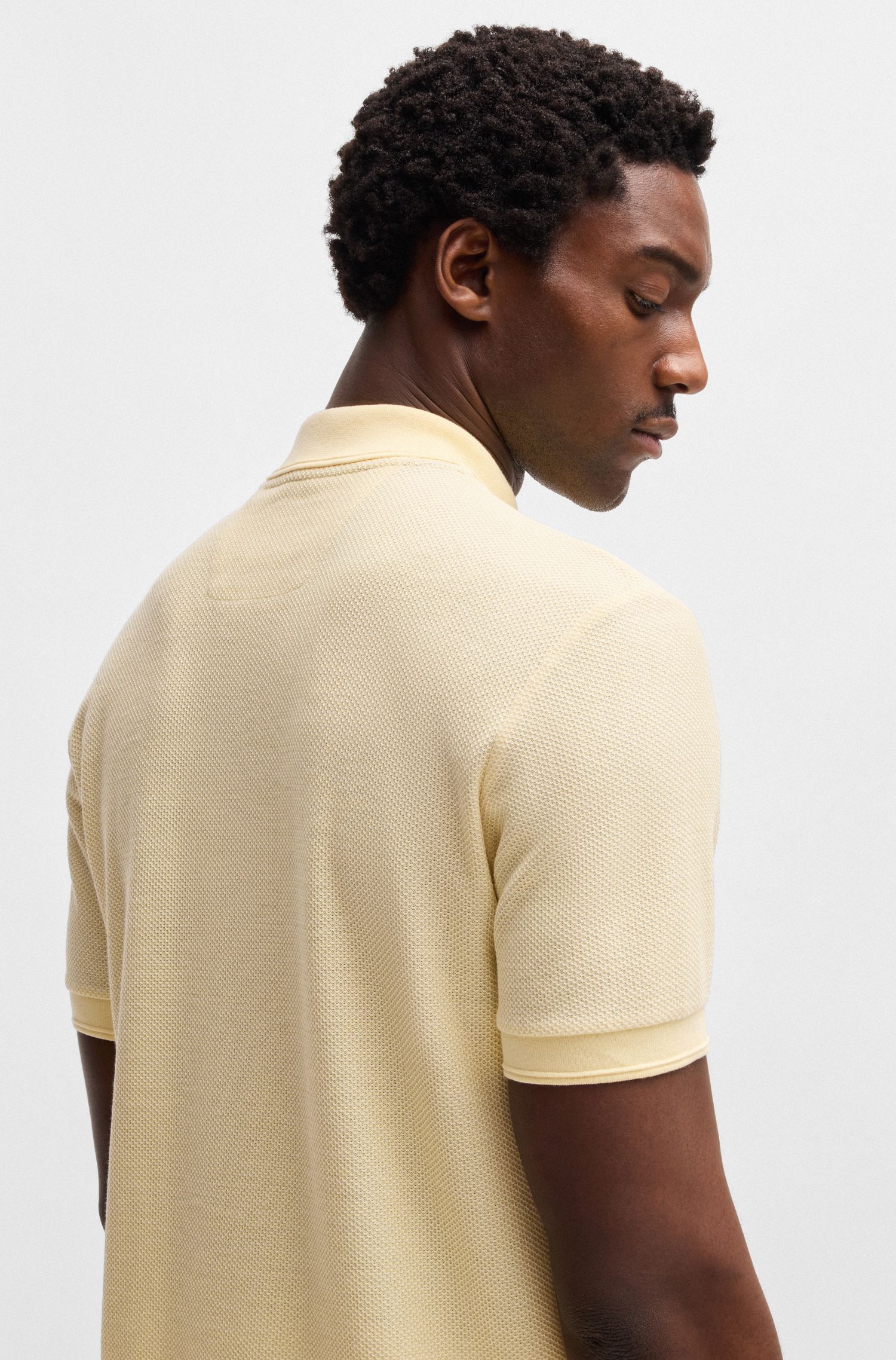 【BOSS博斯】泡泡结构棉质真丝混纺 Polo 衫