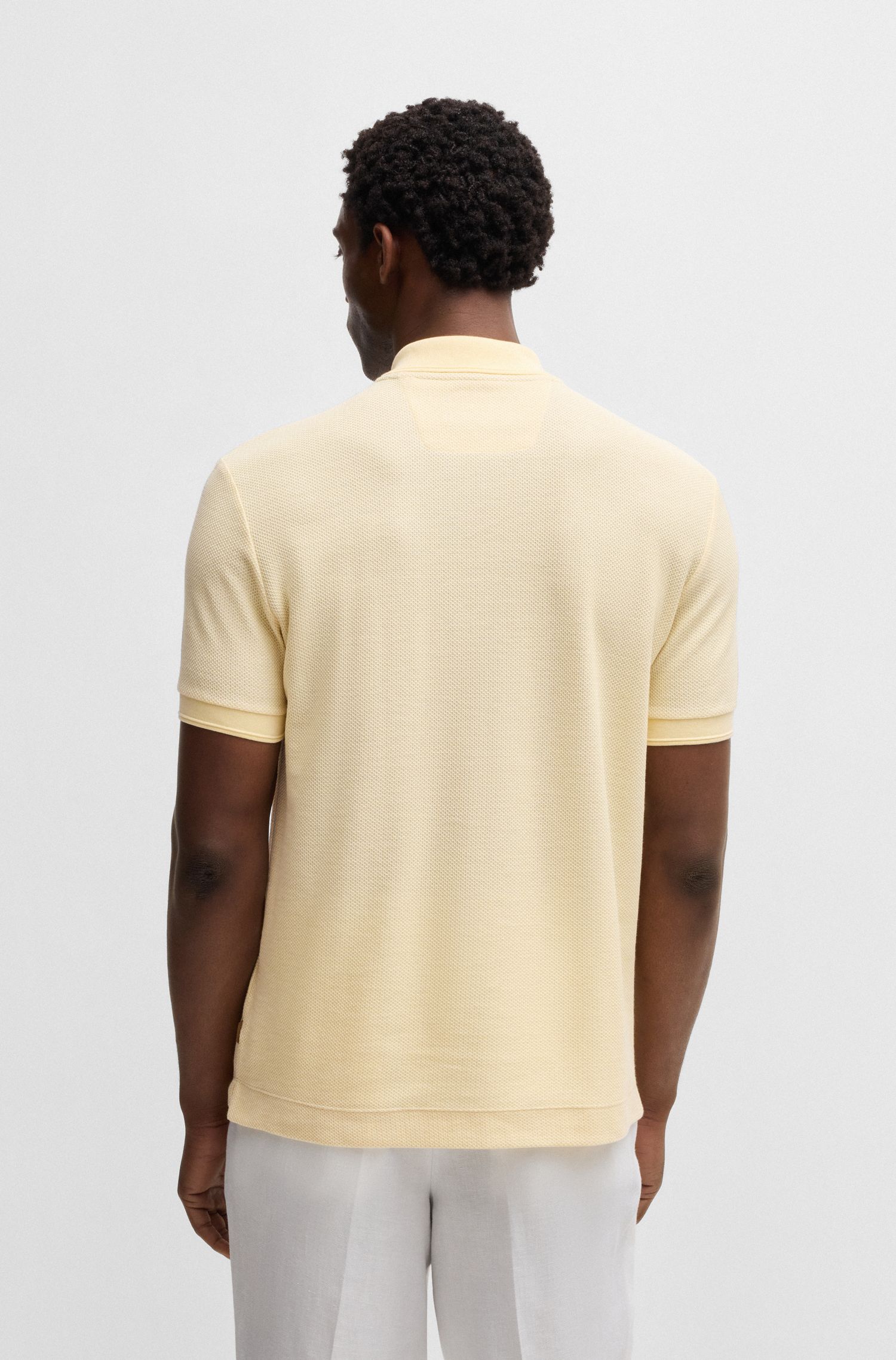 【BOSS博斯】泡泡结构棉质真丝混纺 Polo 衫