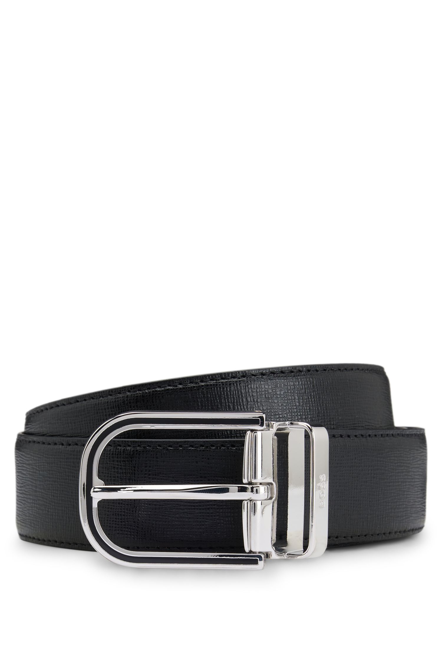 【BOSS博斯】纹理和光滑意大利皮革双面腰带