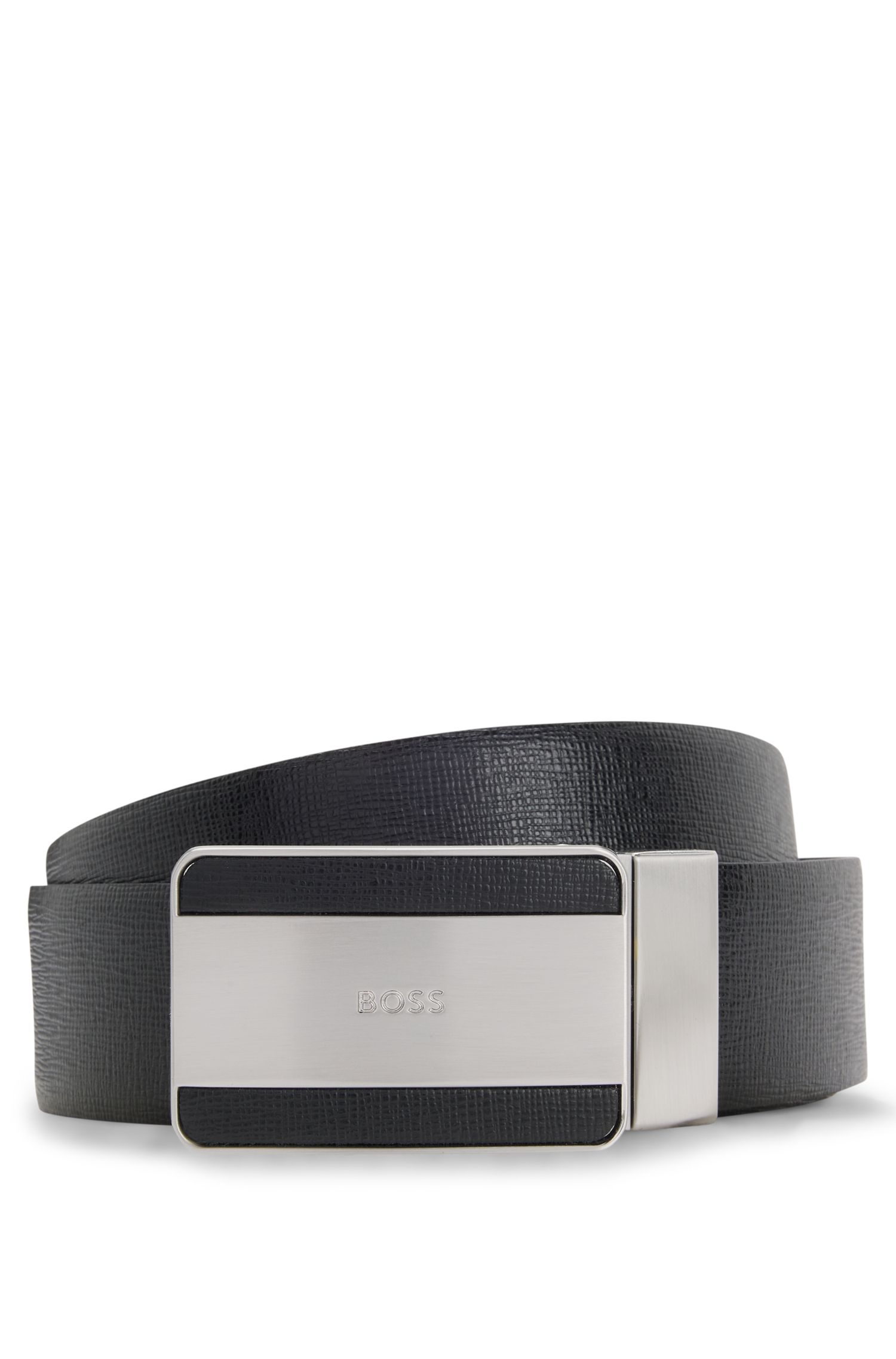 【BOSS博斯】光滑加纹理饰面意大利皮革双面腰带