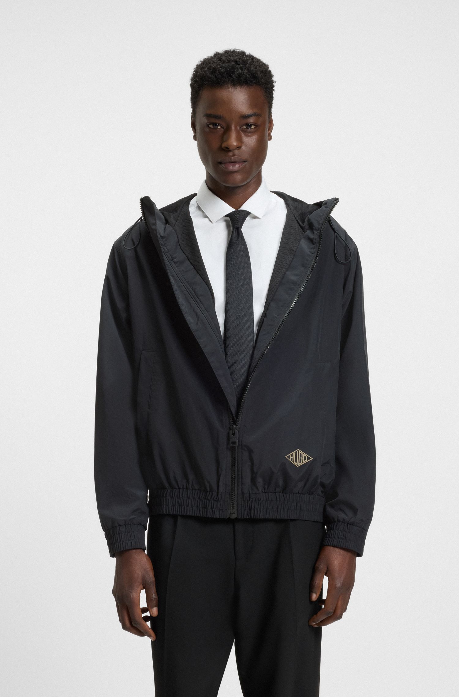 【HUGO雨果】网面衬里连帽夹克