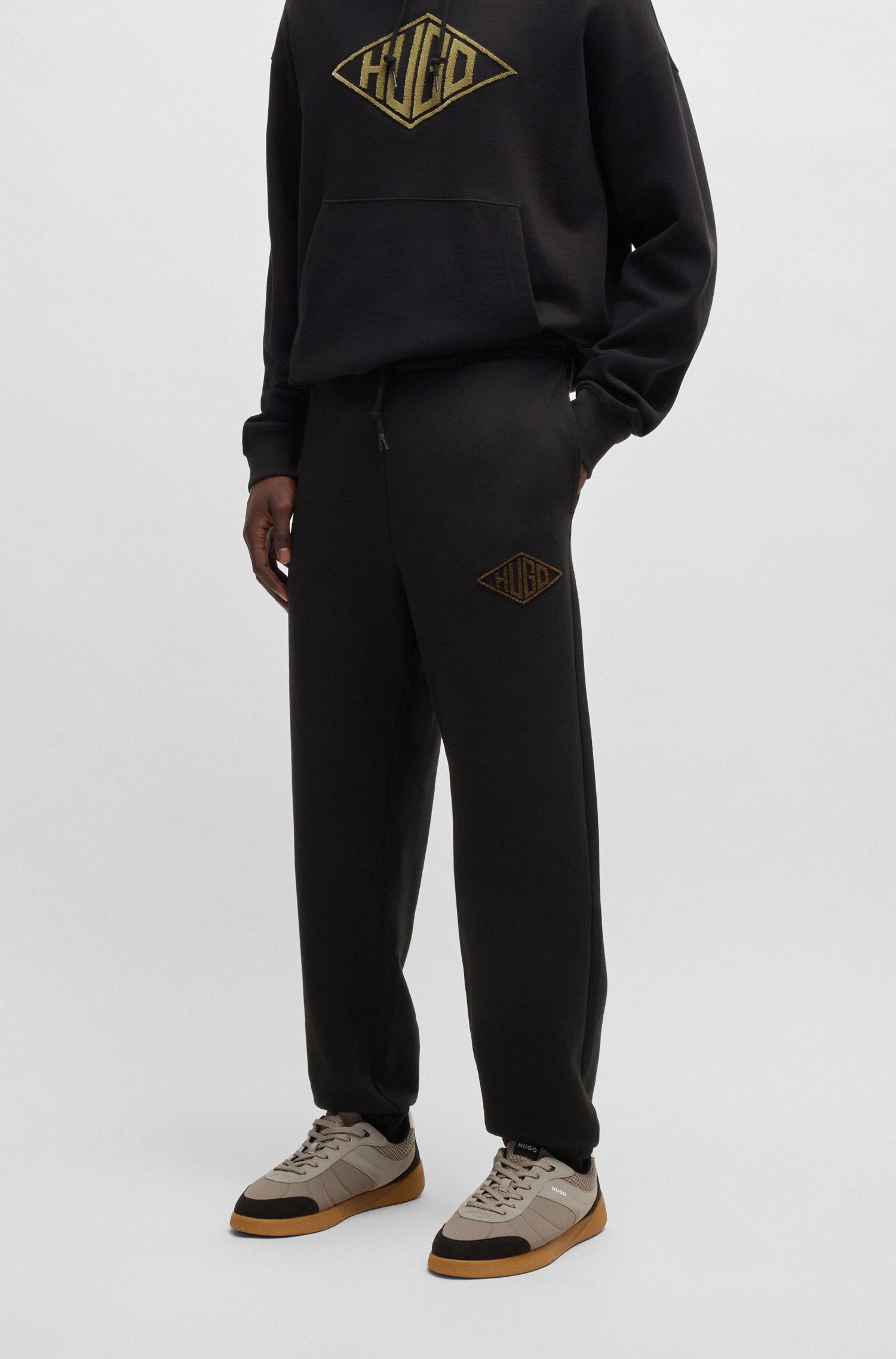 【HUGO雨果】刺绣徽标图案棉质毛圈布运动裤