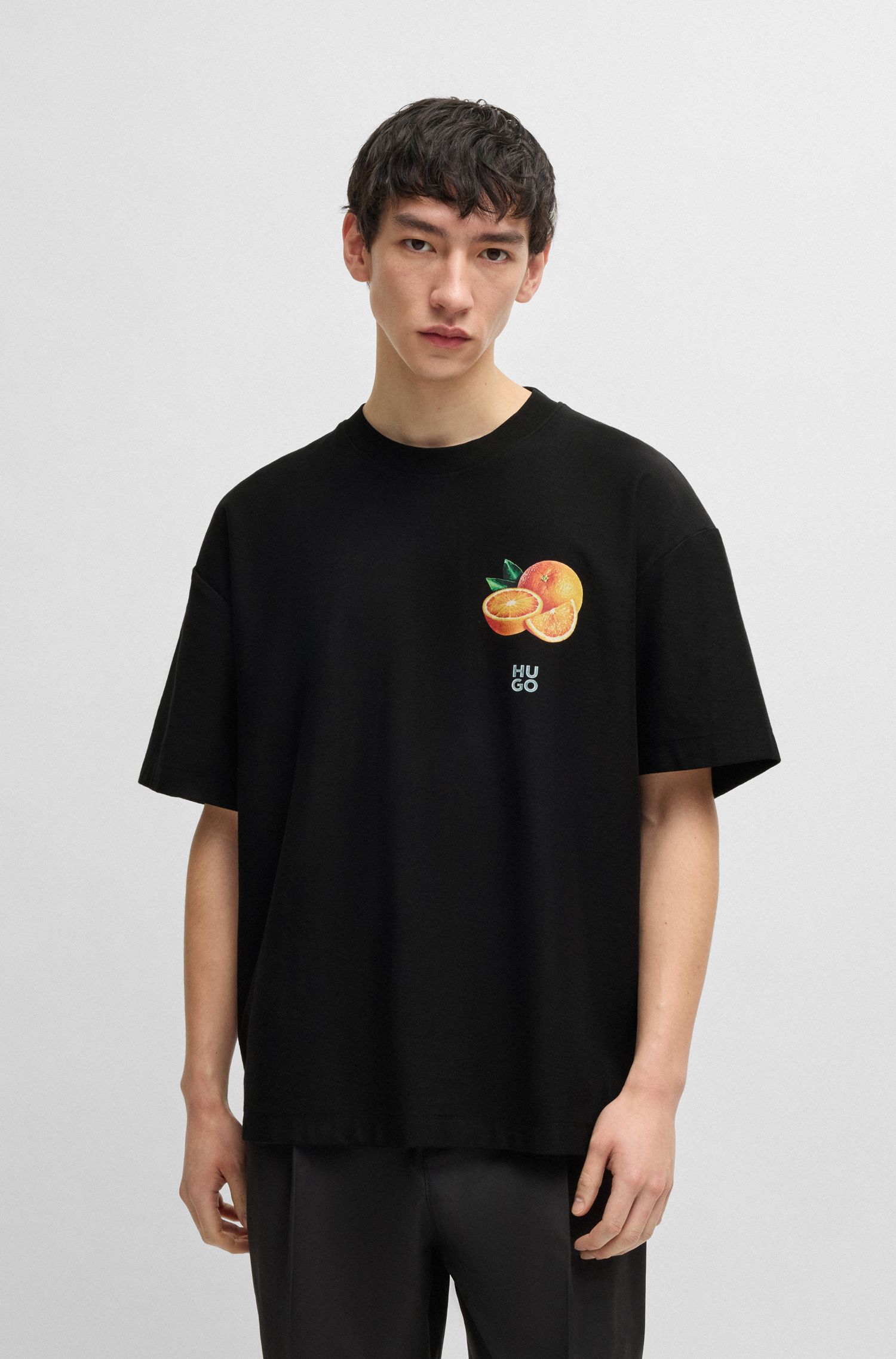 【HUGO雨果】橙色印花棉质平纹针织 T 恤