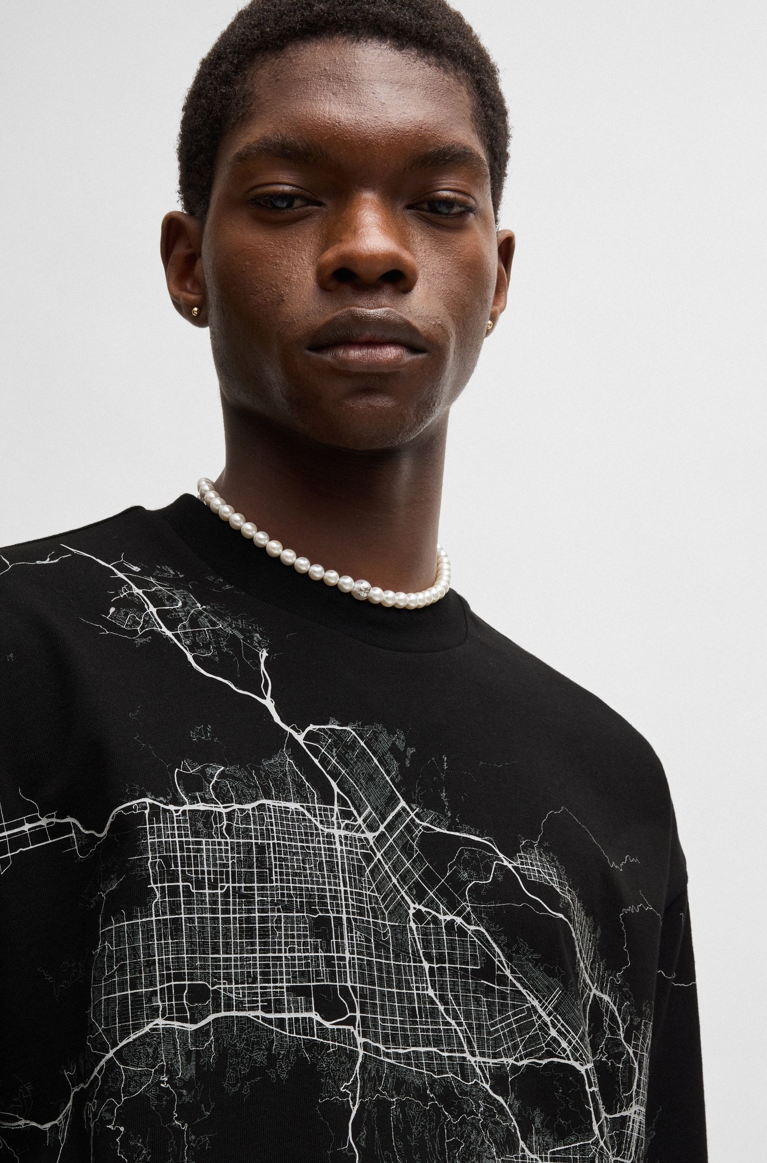 【HUGO雨果】荧光艺术图案棉质平纹针织 T 恤