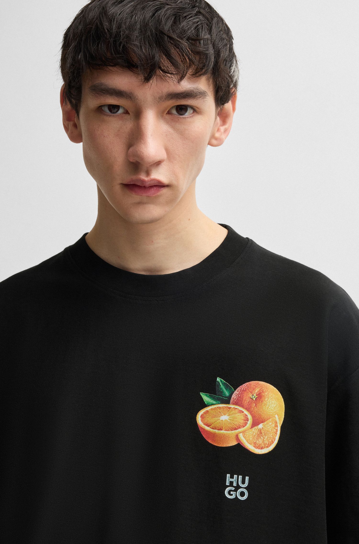 【HUGO雨果】橙色印花棉质平纹针织 T 恤