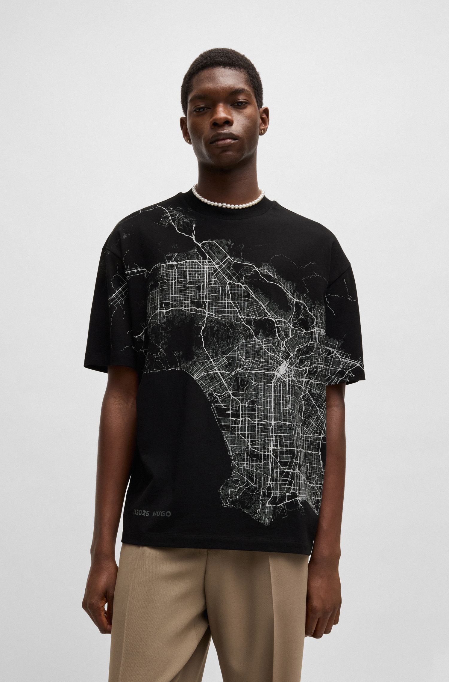 【HUGO雨果】荧光艺术图案棉质平纹针织 T 恤