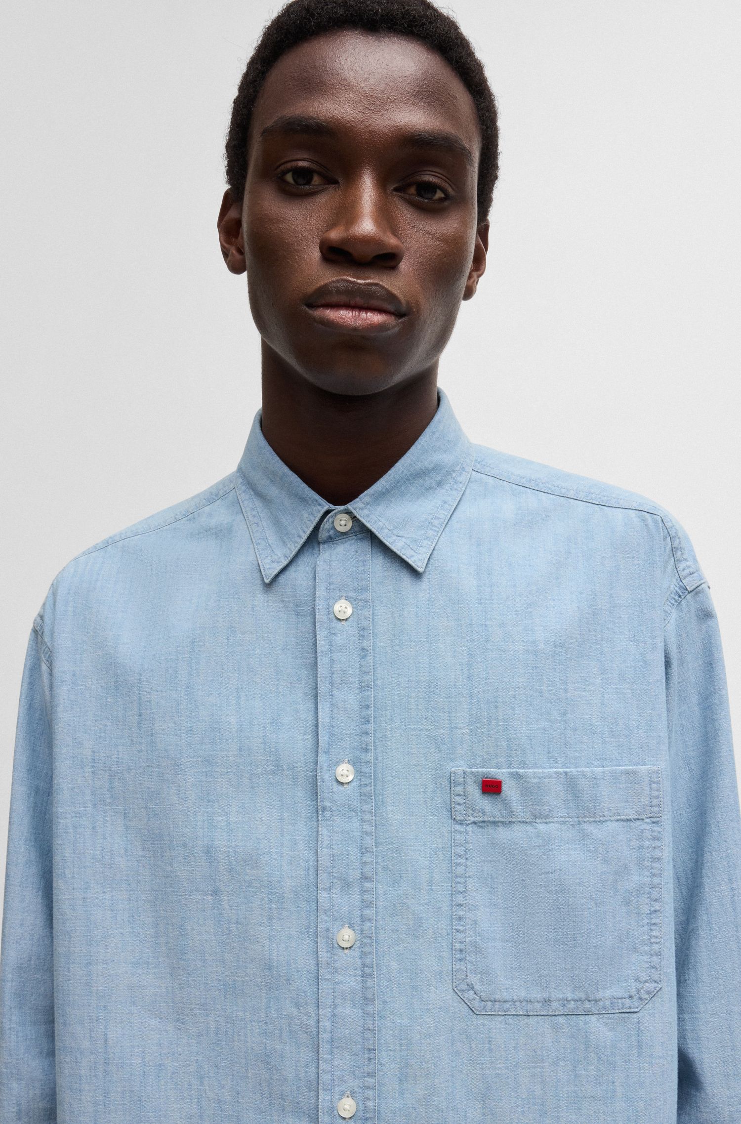 【HUGO雨果】棉质青年布宽松版型外套衬衫