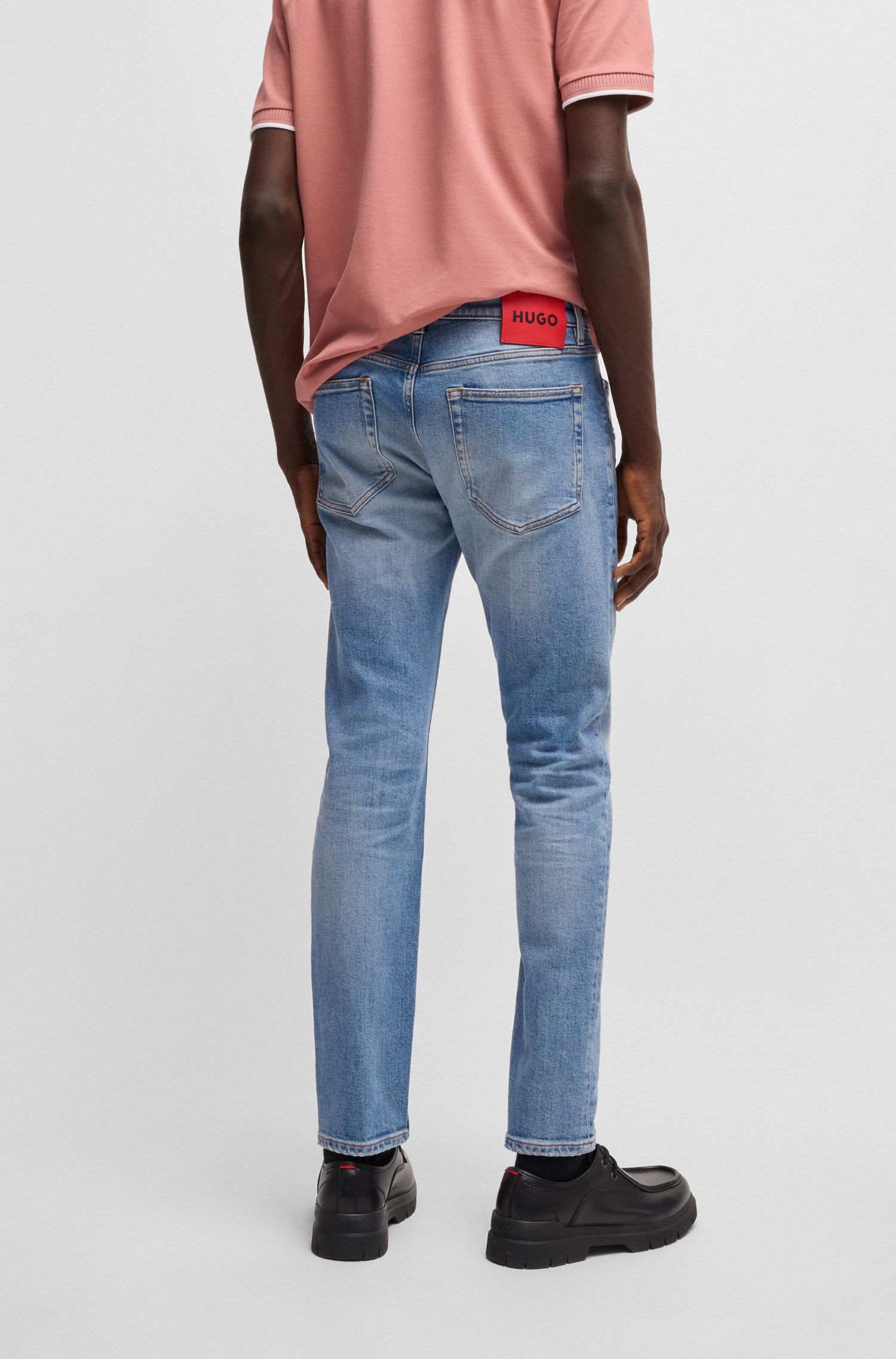 【HUGO雨果】浅蓝色超修身舒适弹力牛仔裤
