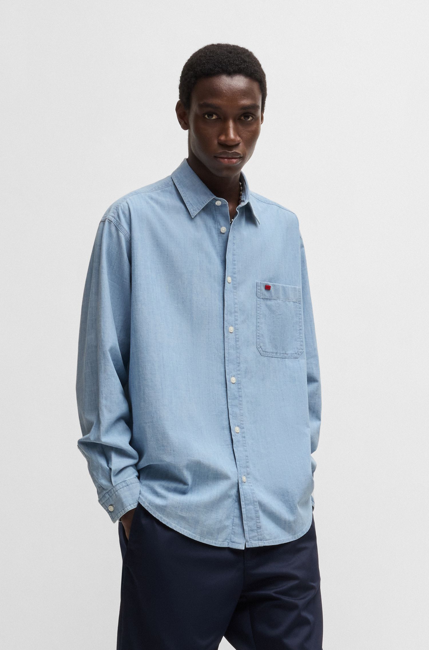 【HUGO雨果】棉质青年布宽松版型外套衬衫