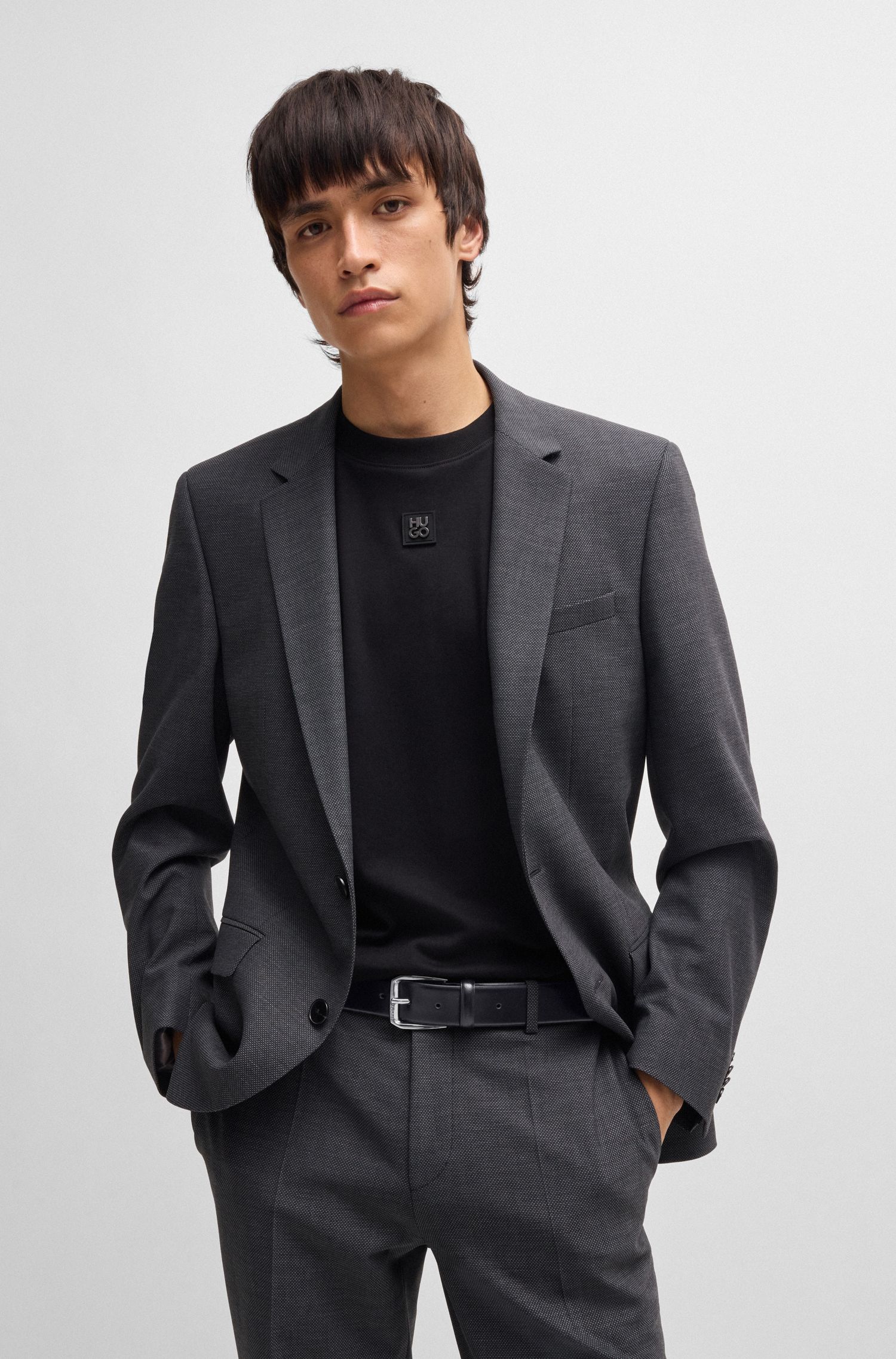 【HUGO雨果】品牌标识装饰牌扣意大利皮革腰带