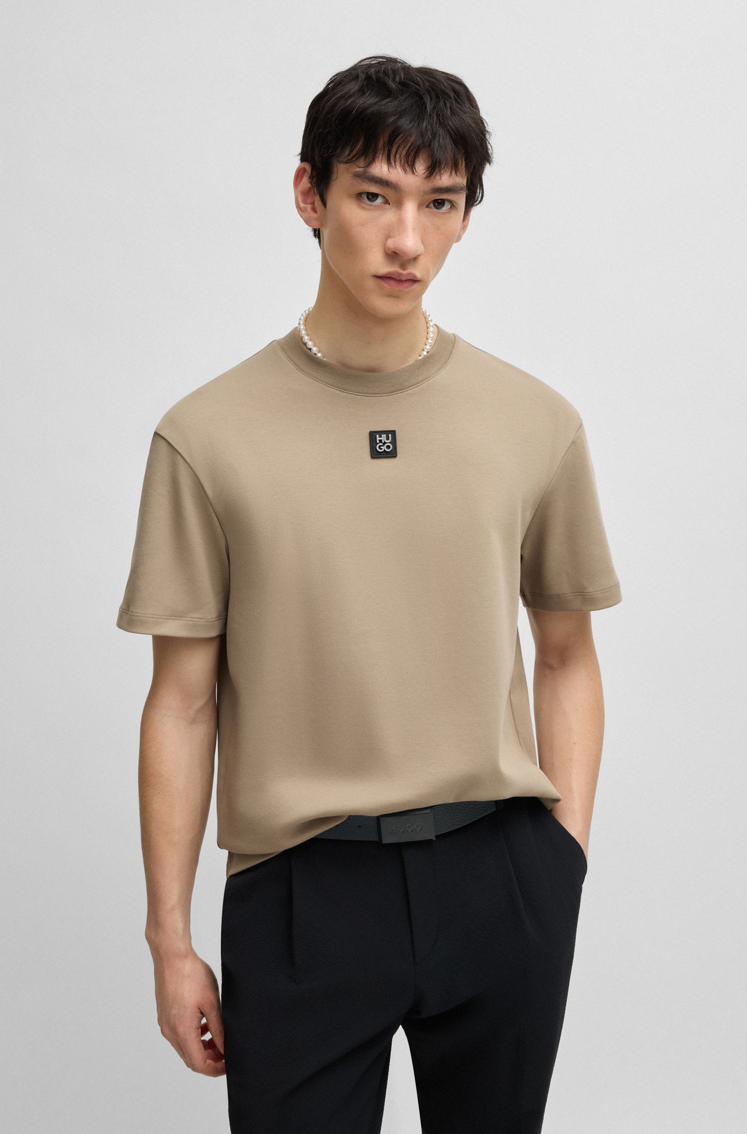 【HUGO雨果】粒面加光滑面意大利皮革双面腰带