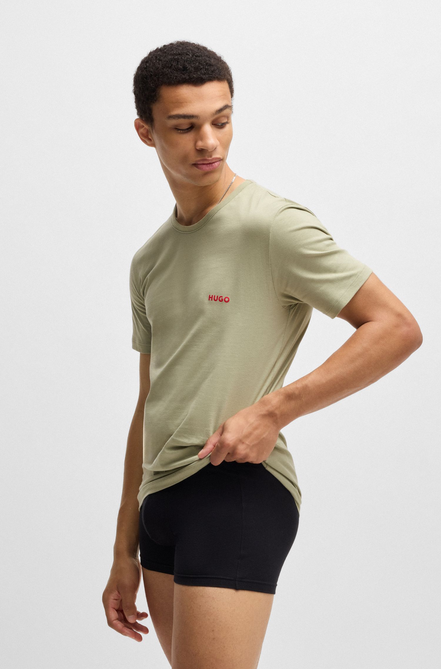 【HUGO雨果】棉质平纹针织打底 T 恤三件装