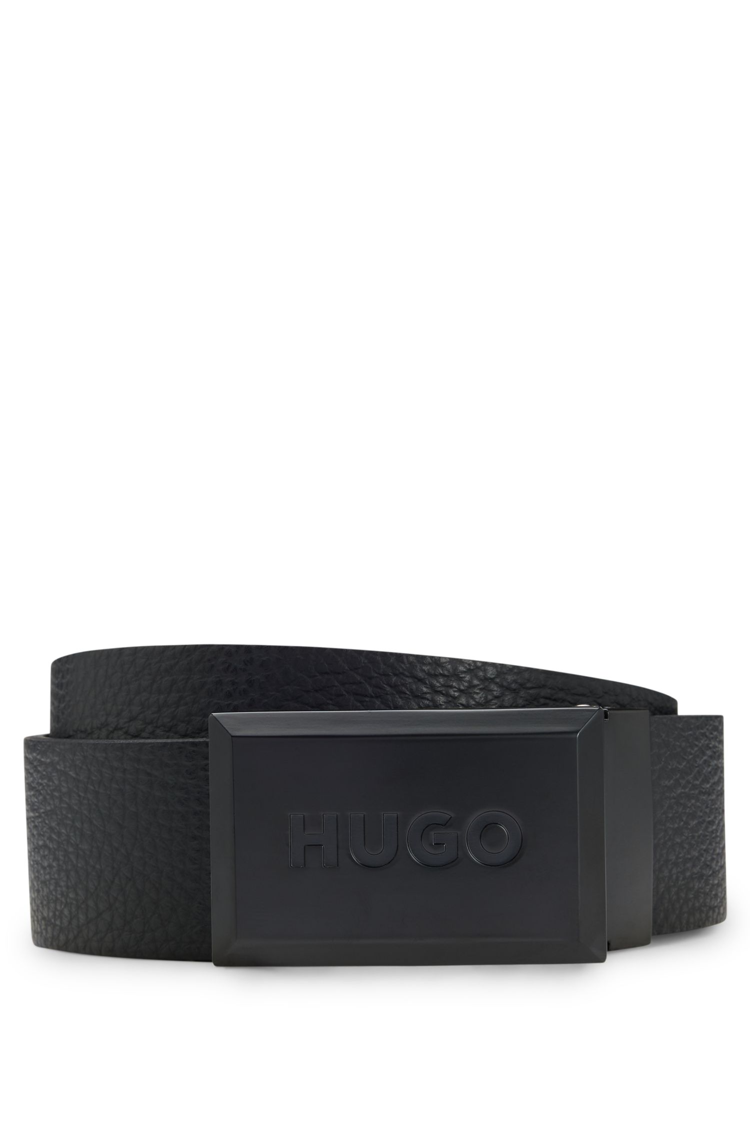 【HUGO雨果】粒面加光滑面意大利皮革双面腰带
