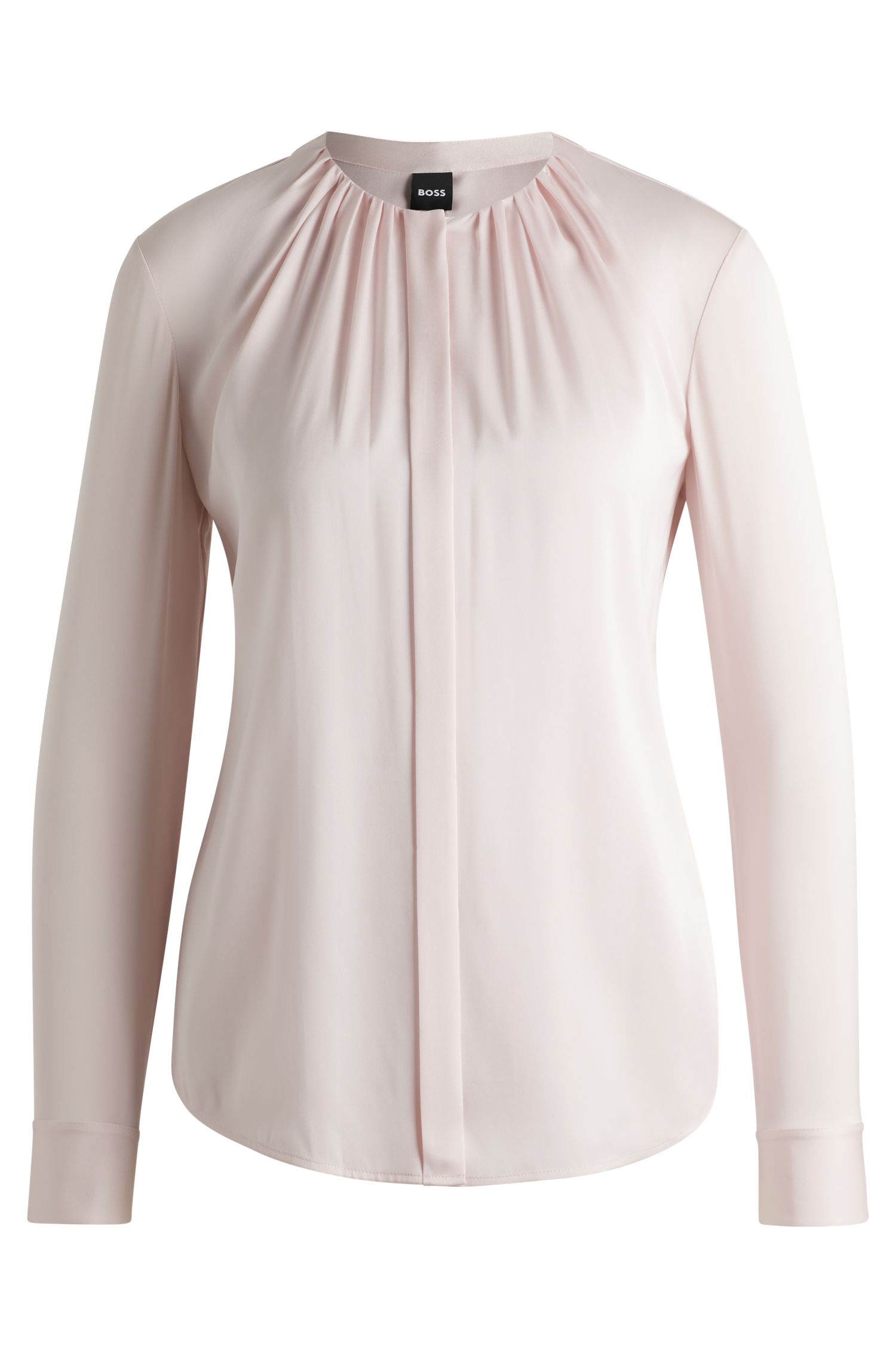 【BOSS博斯】弹性丝绸无领常规合身衬衫