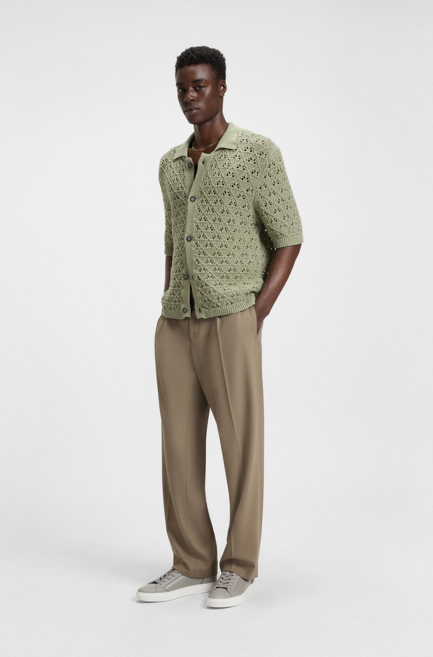 【HUGO雨果】同色交织字母印花人造革运动鞋