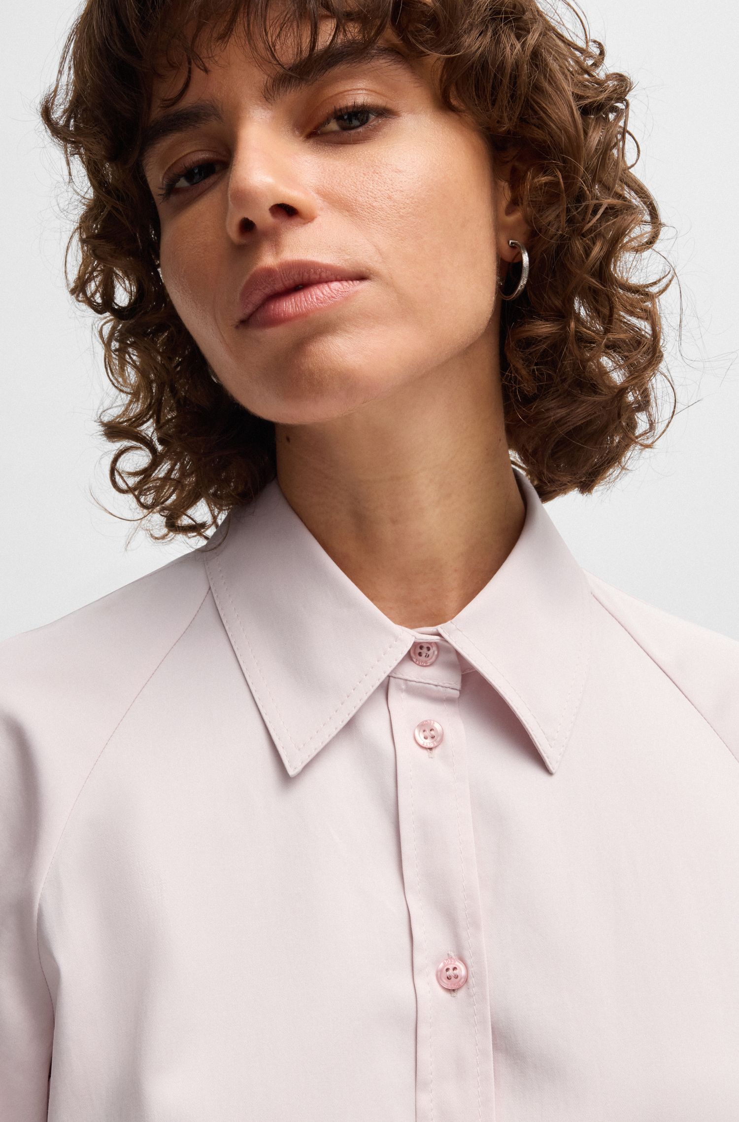 【BOSS博斯】半门襟弹力棉衬衫式连衣裙