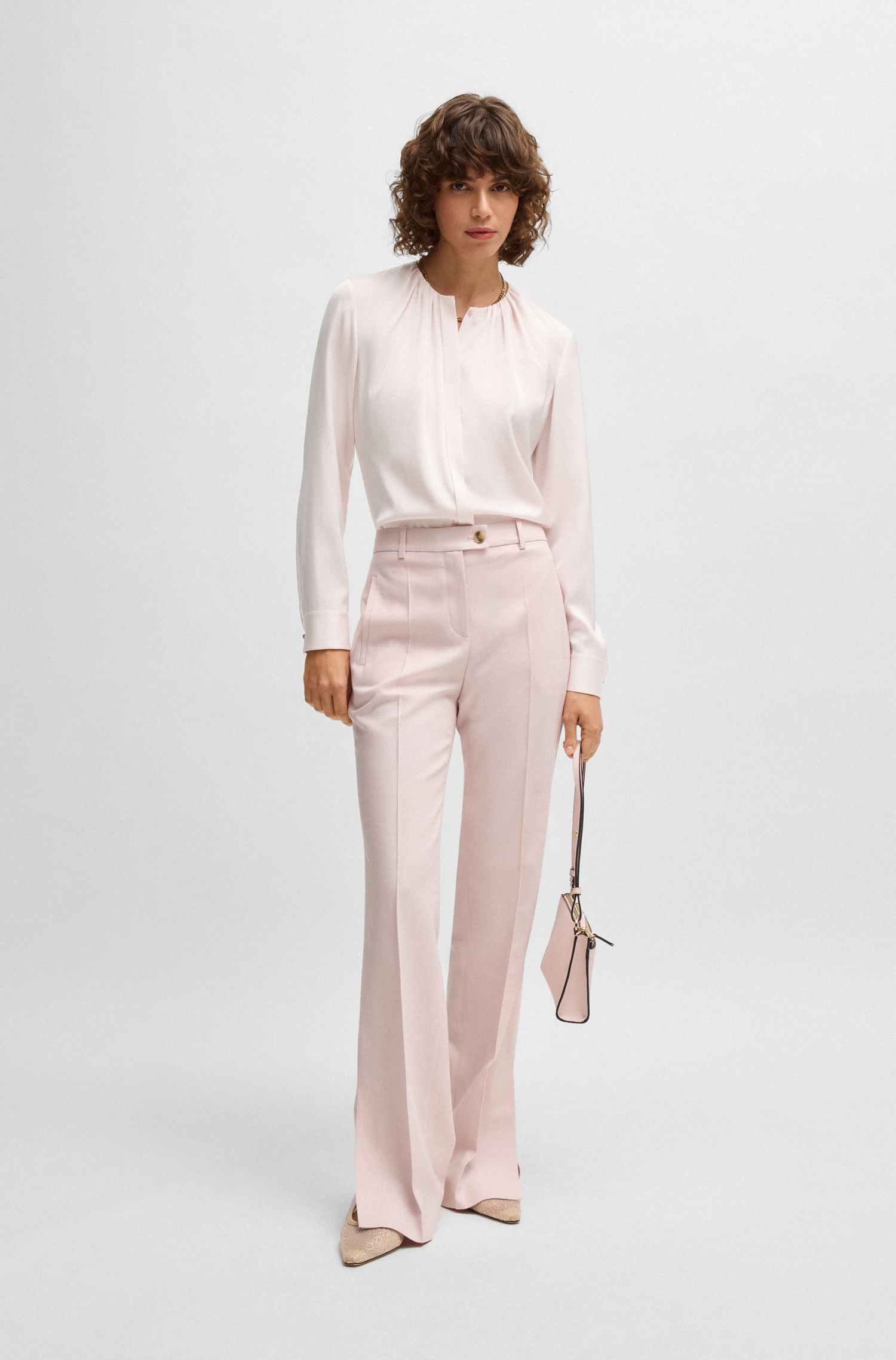 【BOSS博斯】弹性丝绸无领常规合身衬衫