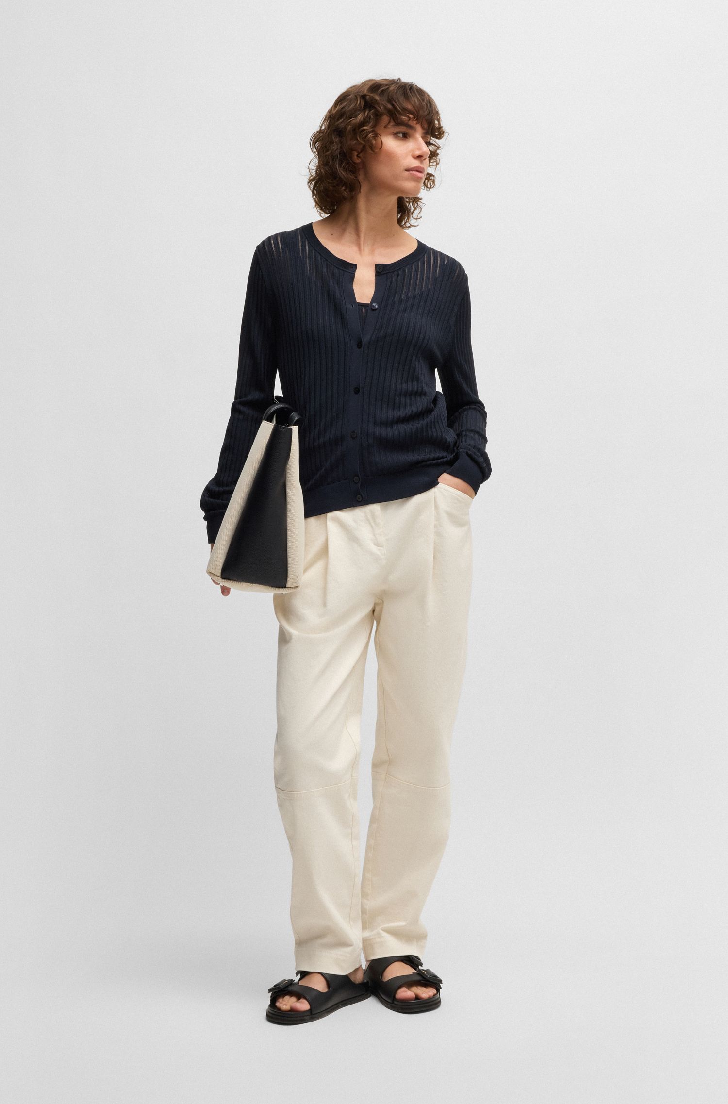 【BOSS博斯】条纹结构针织上衣