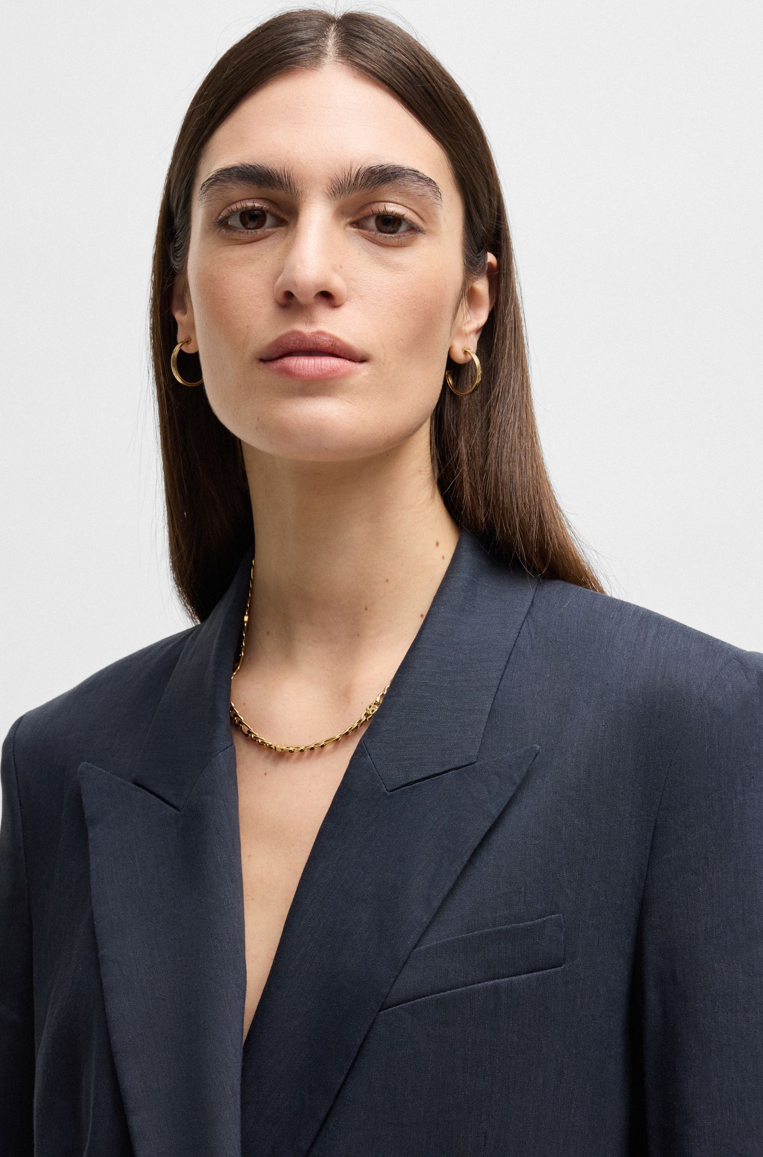 【BOSS博斯】Regular-fit blazer in a linen blend