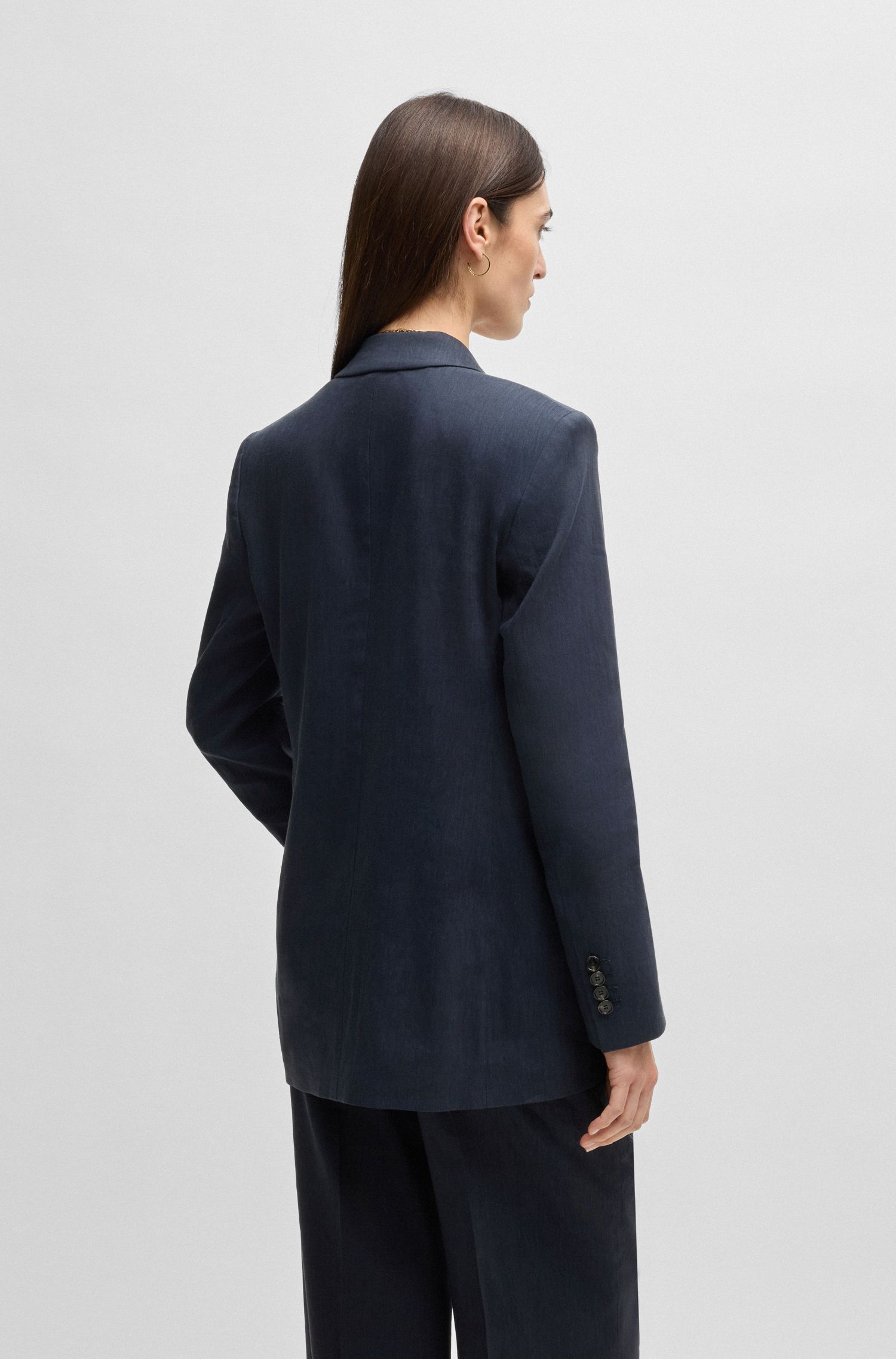 【BOSS博斯】Regular-fit blazer in a linen blend