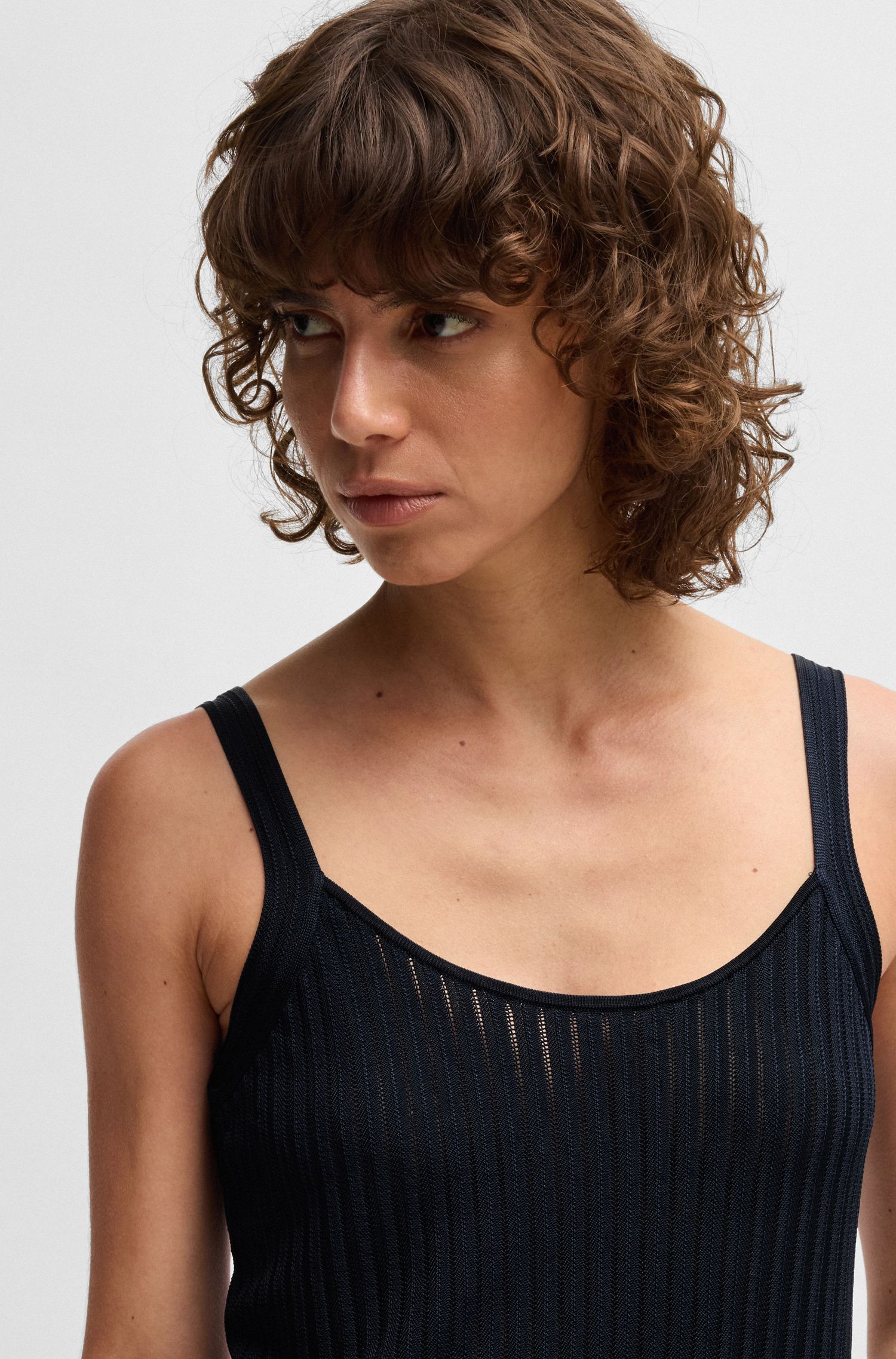 【BOSS博斯】条纹结构针织上衣