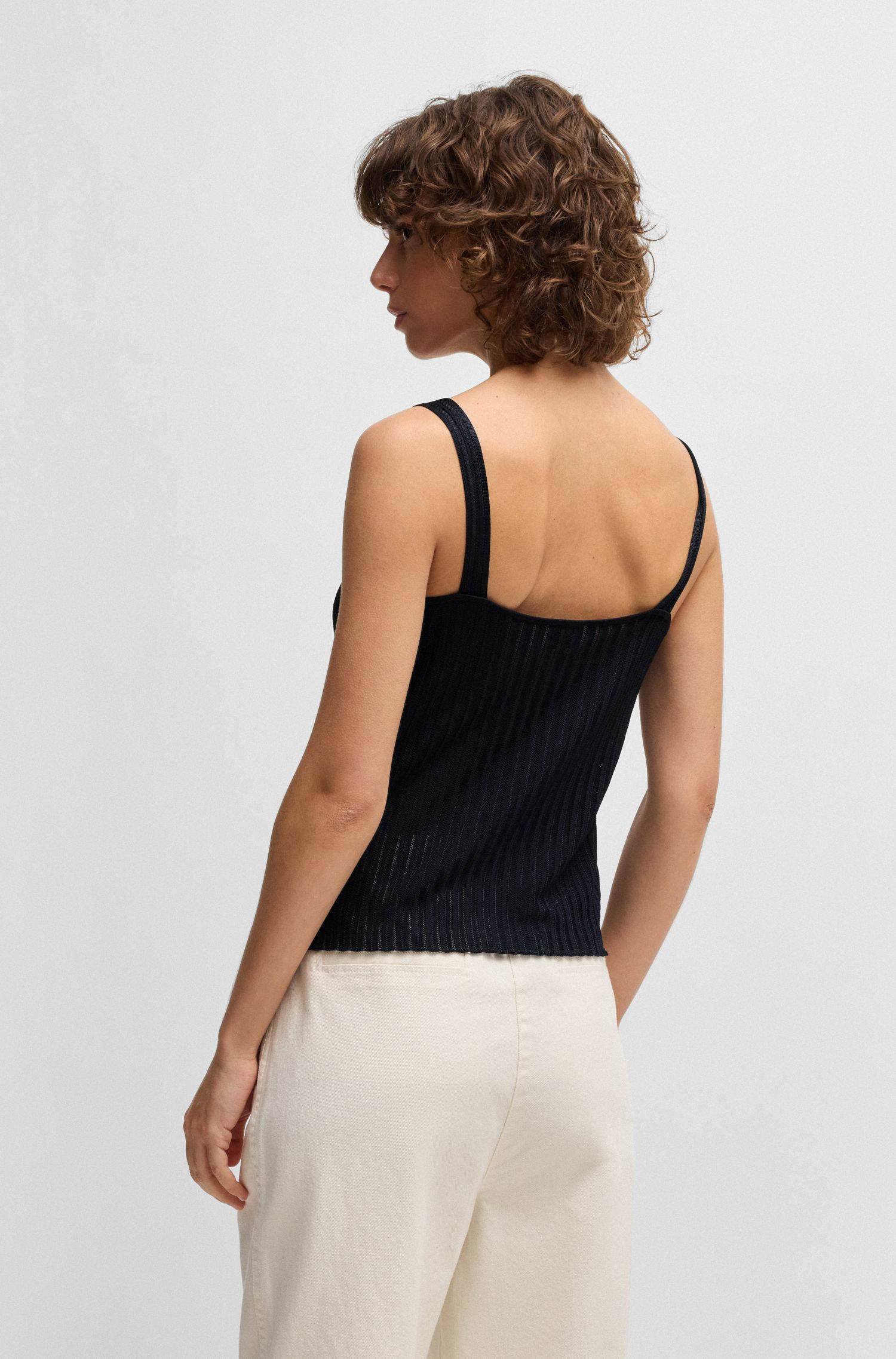 【BOSS博斯】条纹结构针织上衣