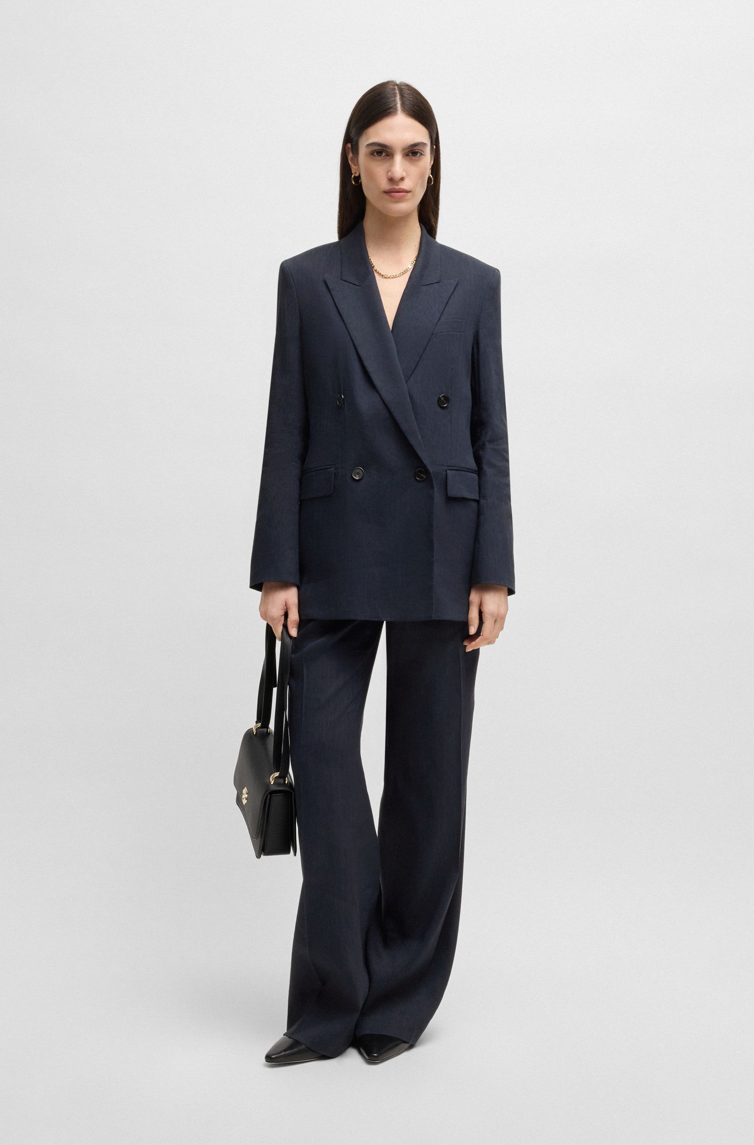 【BOSS博斯】Regular-fit blazer in a linen blend