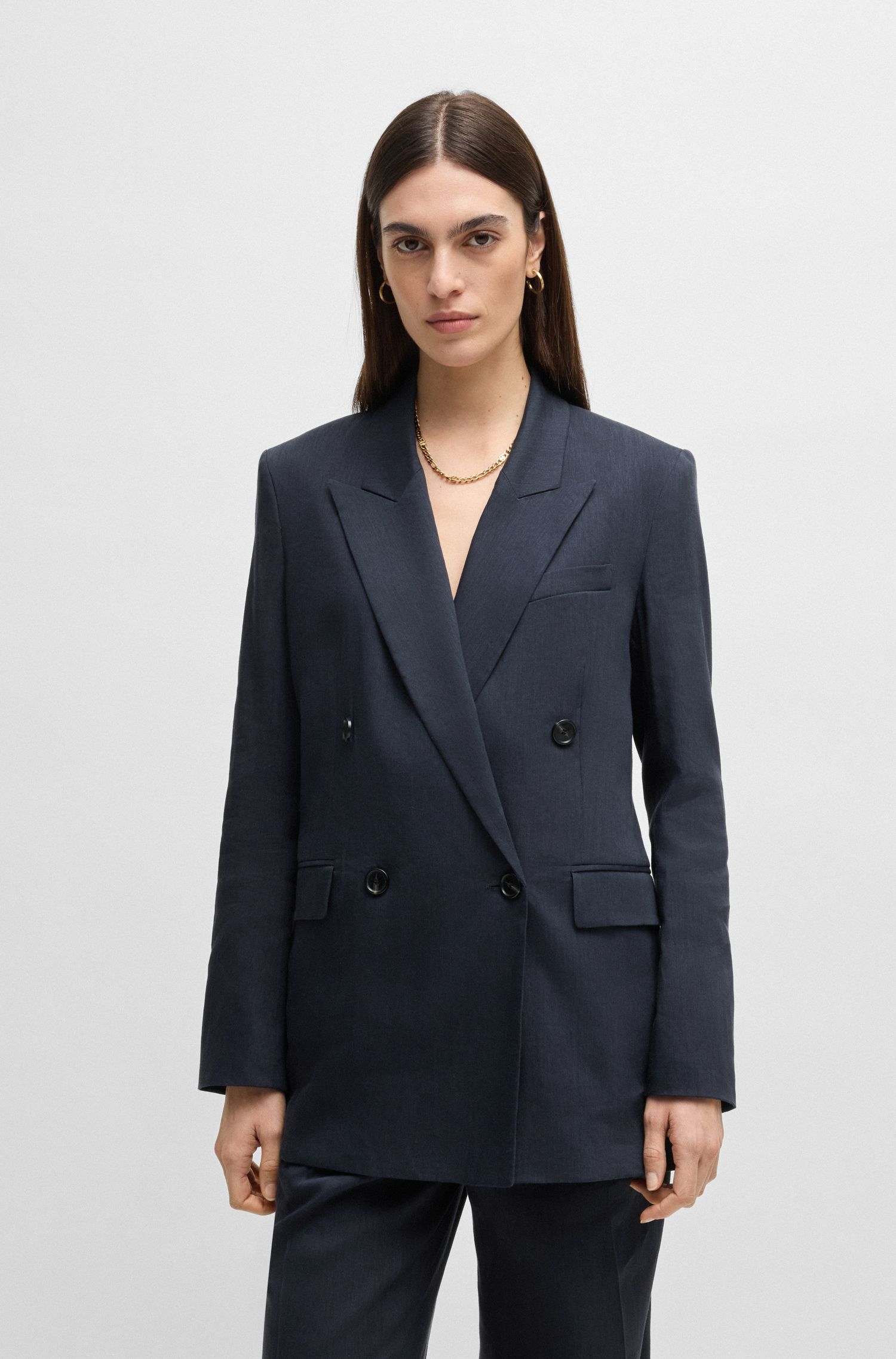 【BOSS博斯】Regular-fit blazer in a linen blend