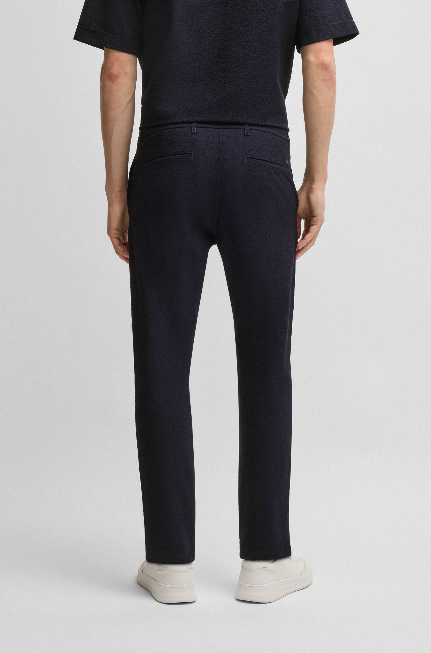 【BOSS博斯】弹力泡泡布面料锥形长裤