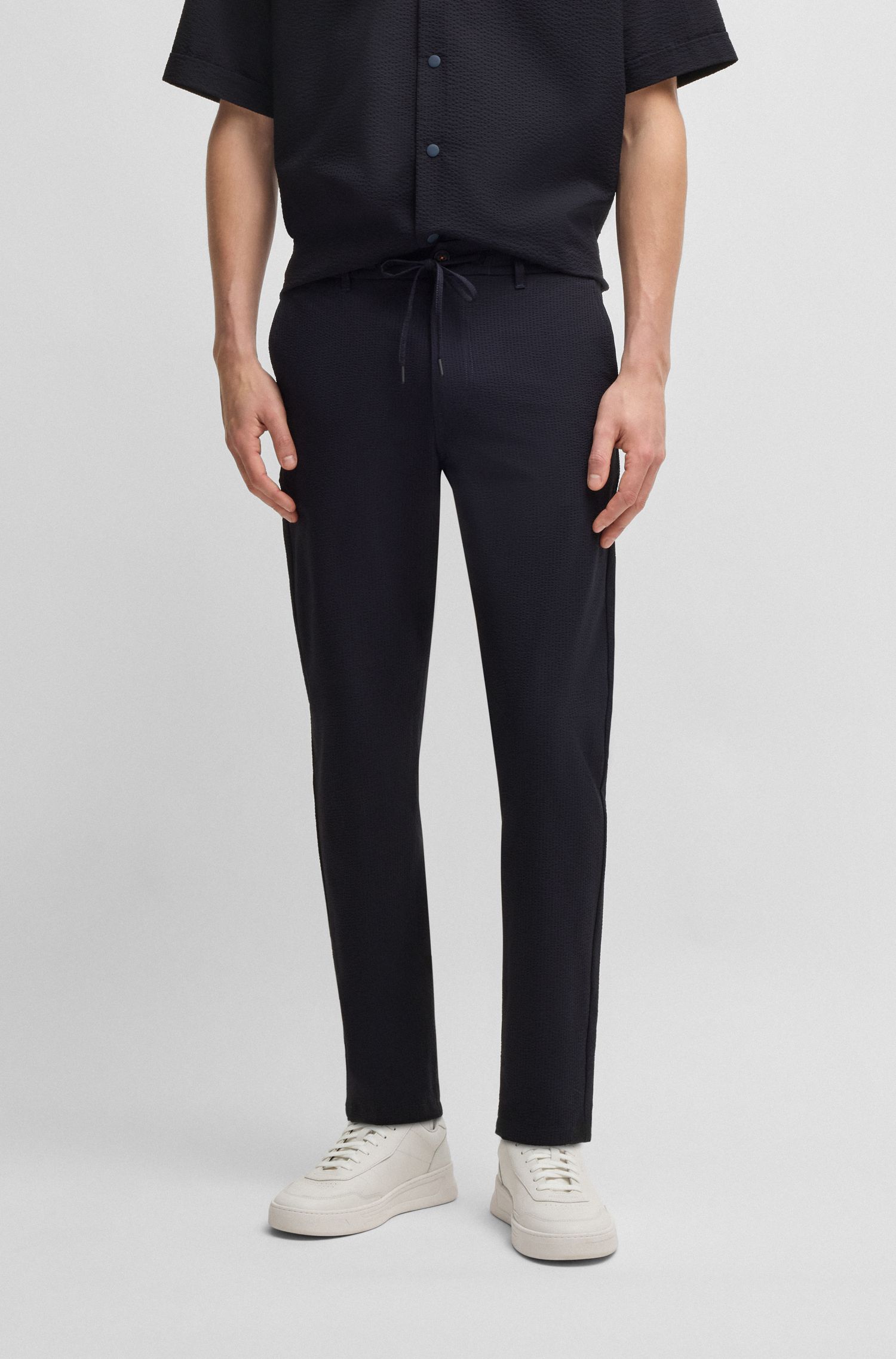 【BOSS博斯】弹力泡泡布面料锥形长裤